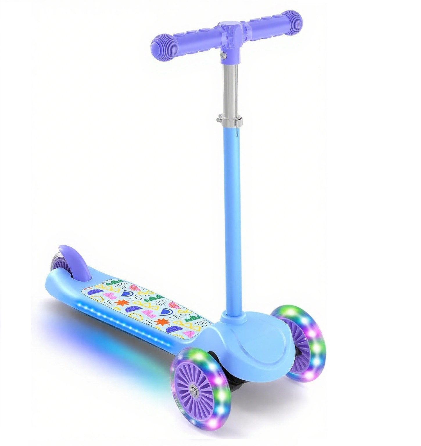 OUNUO Dreiradscooter 4-stufig höhenverstellbarer Kinderroller, leicht, für 3 bis 8 Jahren