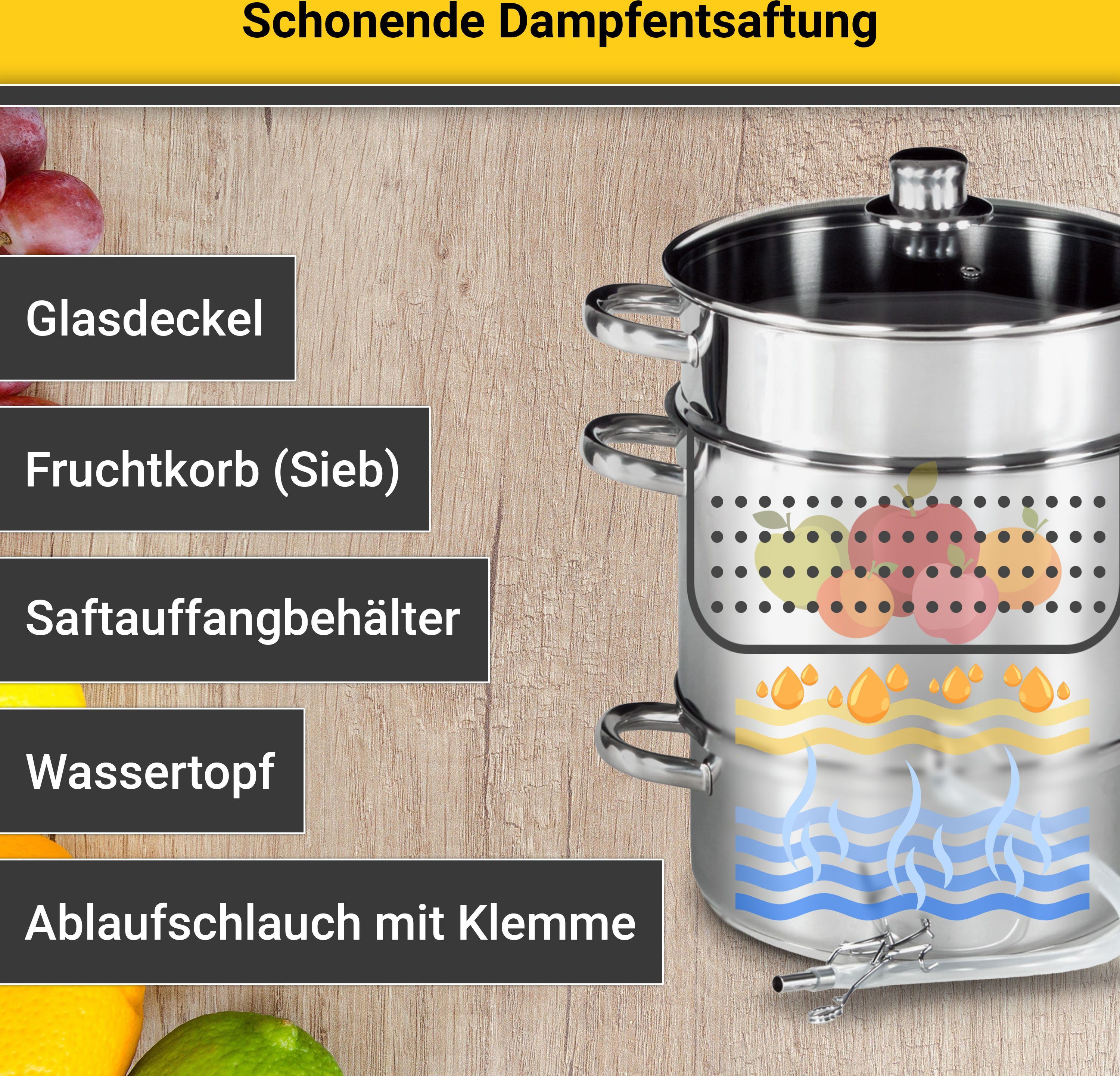 Krüger Einkochtopf Mainau, Edelstahl (Set, 5-tlg), für Induktions-Kochfelder geeignet