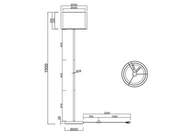 meineWunschleuchte LED Stehlampe, LED wechselbar, Warmweiß, ausgefallene Design-er Lampe dimmbar mit Stoff Lampen-schirm, H: 150cm