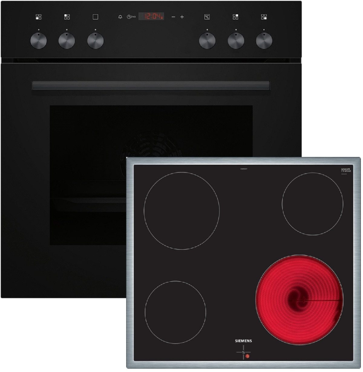 SIEMENS Elektro-Herd-Set iQ100 EQPOWER12K, mit Auszug nachrüstbar, Elektronik-Uhr, Schnellaufheizung