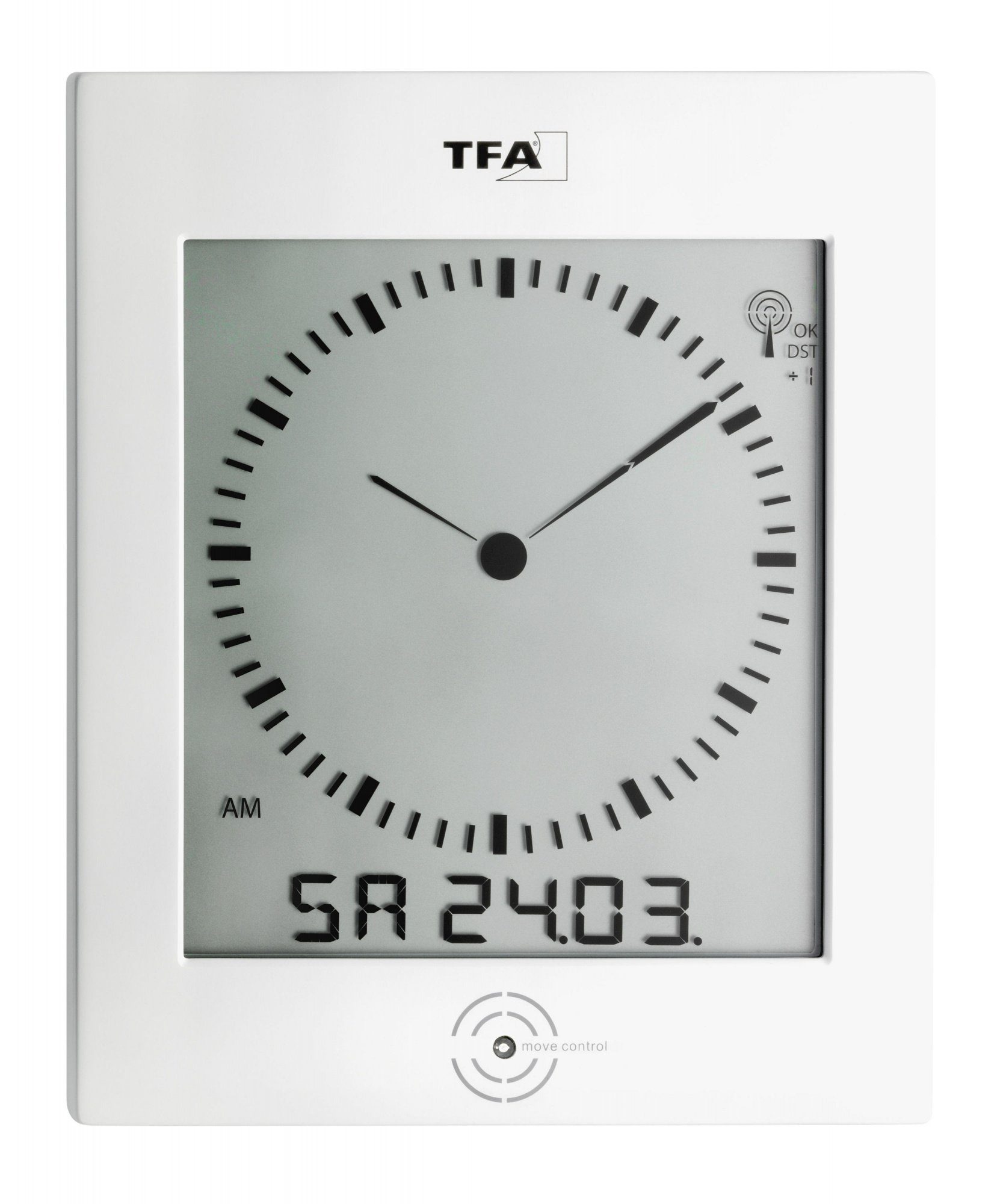 Funkwanduhr TFA 60.4506 digitale Uhr mit analogem Zifferblatt und Raumklima DIALOG