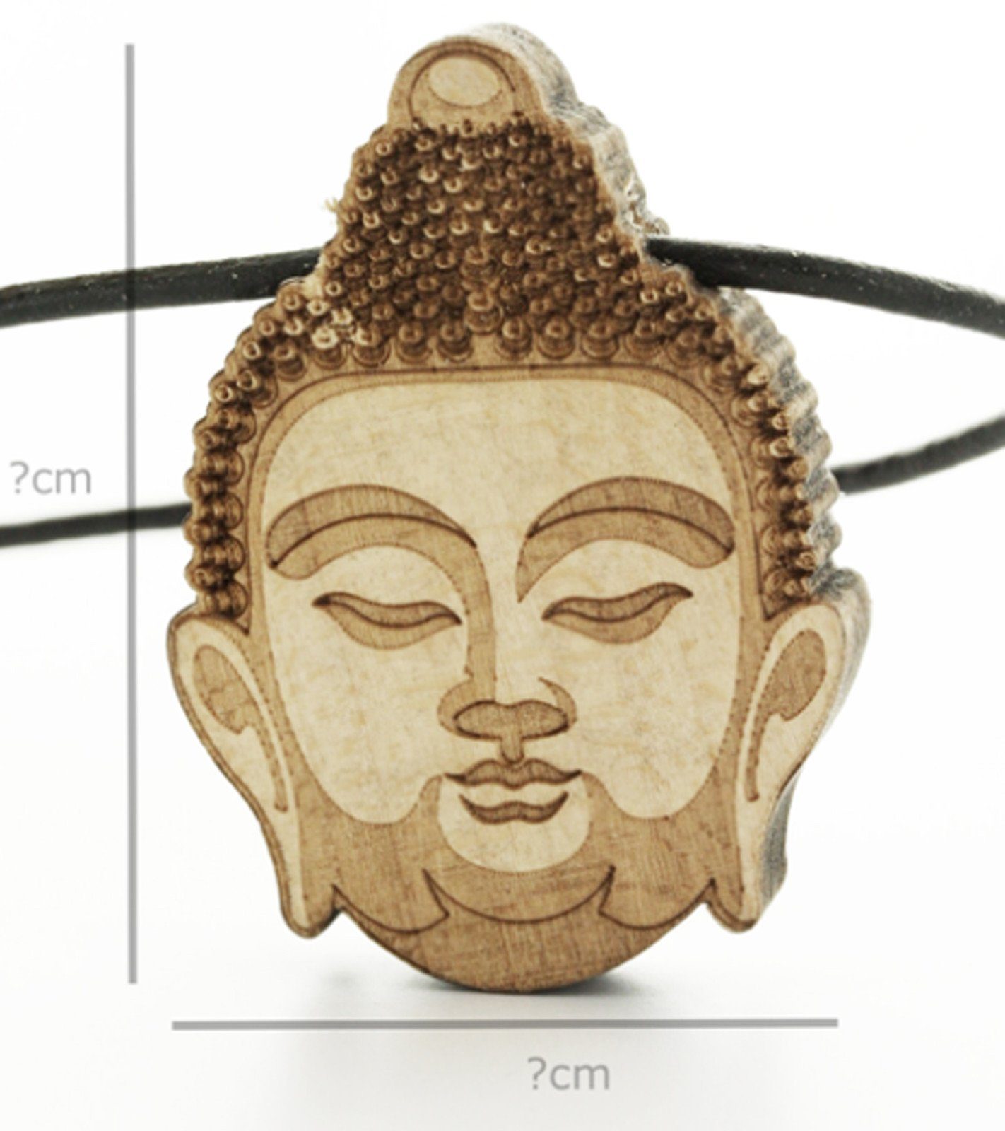 Hals-Schmuck Halsband mit FELLAS Buddha Holz-Anhänger Leder-Kette toller Mode-Schmuck Thai WOOD FELLAS WOOD Schwarz