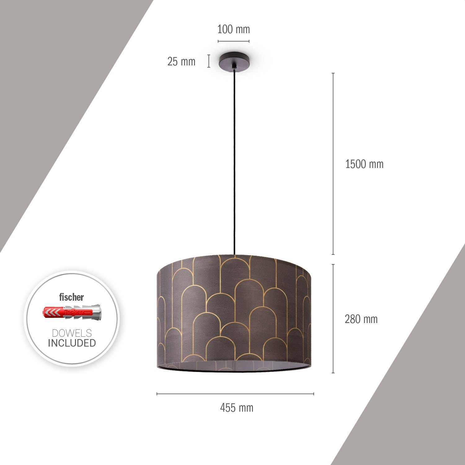 Hugo Vintage Mit Wohnzimmerlampe Home Pillar, Hängeleuchte ohne Lampenschirm Modern Pendelleuchte Paco Leuchtmittel,