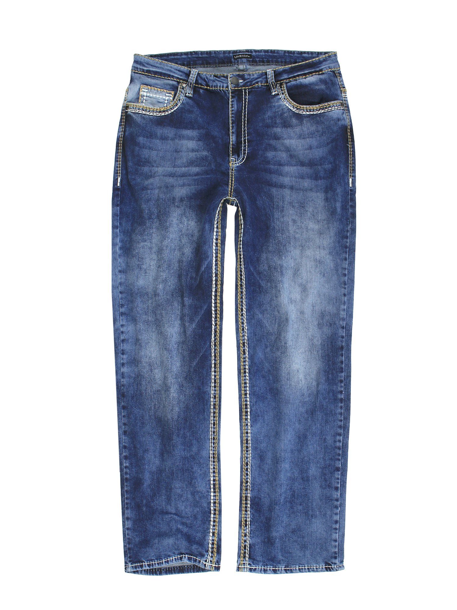 LV-503 mit Übergrößen Lavecchia stoneblau Jeanshose & Comfort-fit-Jeans Herren Naht dicker Stretch Elasthan