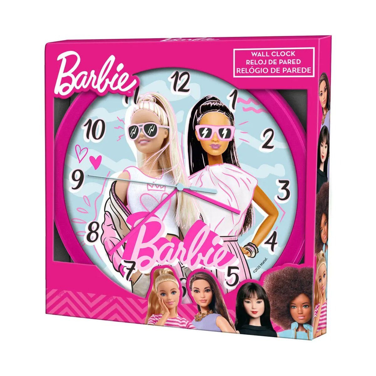 Barbie Wanduhr Barbie Wanduhr 25cm Strong Girls Uhr Kinderzimmer pink