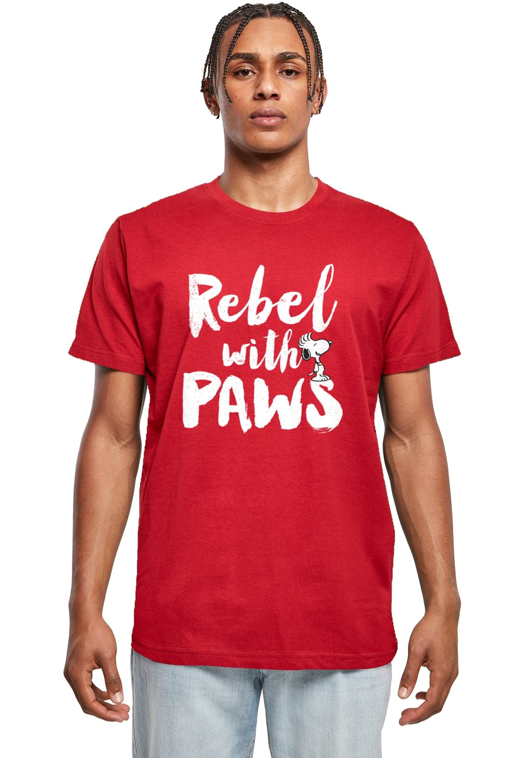 Merchcode T-Shirt Herren Peanuts - Rebel with paws T-Shirt Round Neck (1-tlg) burgundy