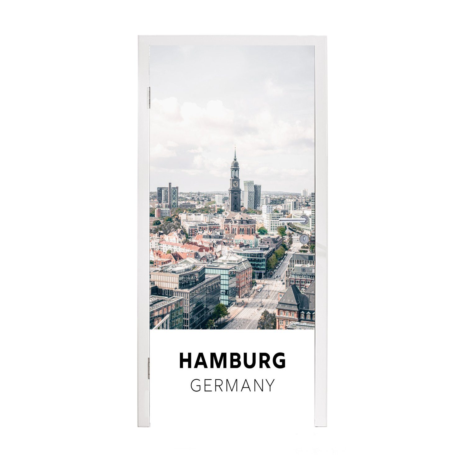 MuchoWow Türtapete Hamburg - Deutschland - Architektur, Matt, bedruckt, (1 St), Fototapete für Tür, Türaufkleber, 75x205 cm