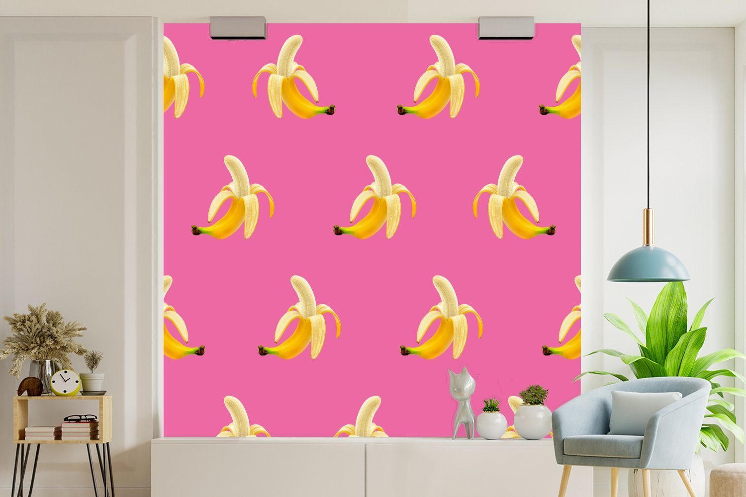 Fototapete - Banane St), (5 Rosa, Wandtapete - bedruckt, Matt, Schlafzimmer, Muster Vinyl Tapete MuchoWow Wohnzimmer oder für
