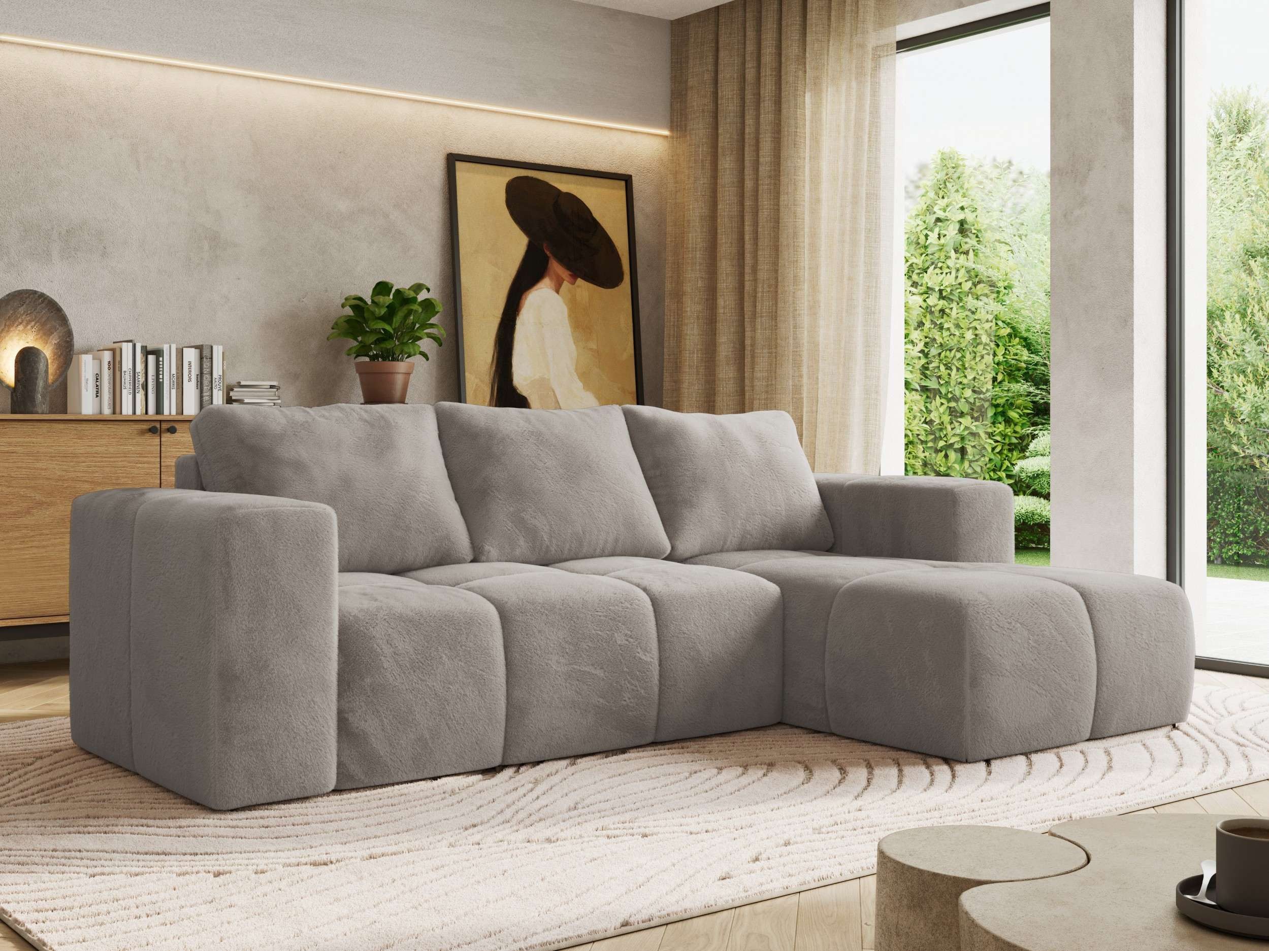 MKS MÖBEL Ecksofa MONIVA, Set, Gepolsterte Eckcouch, Wellenfedern, HR35-Schaum, L-form, Schlaffunktion, Bettkasten