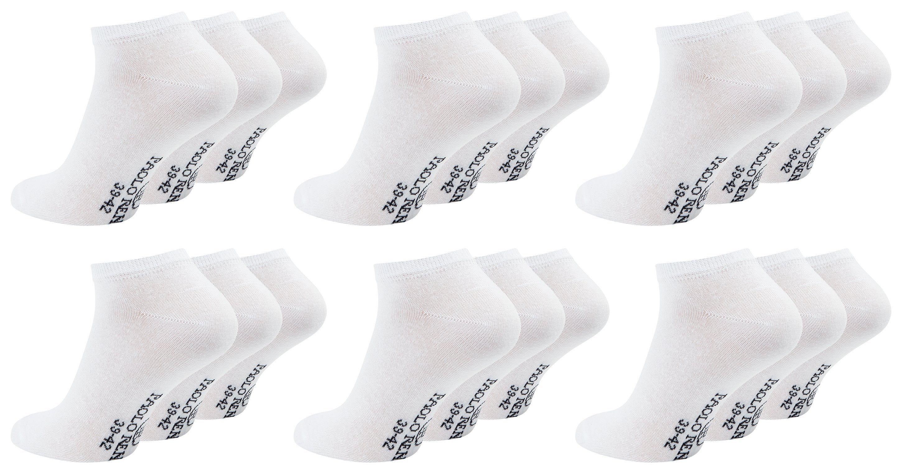 Paolo Renzo Sneakersocken für Herren und Damen (18-Paar) Atmungsaktive Unisex Sneaker Socken aus hochwertiger Baumwolle