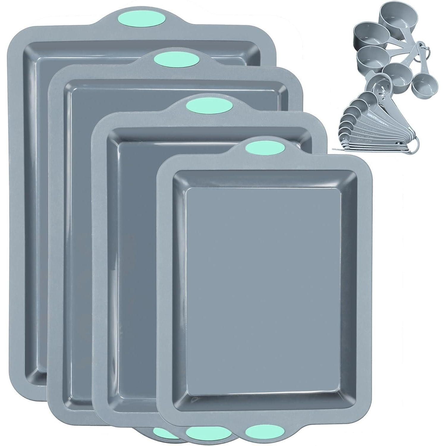 LuxusKollektion Silikonform Silikon Backformen Set 4 Stück Metallrahmen 4 Pieces Light Grey