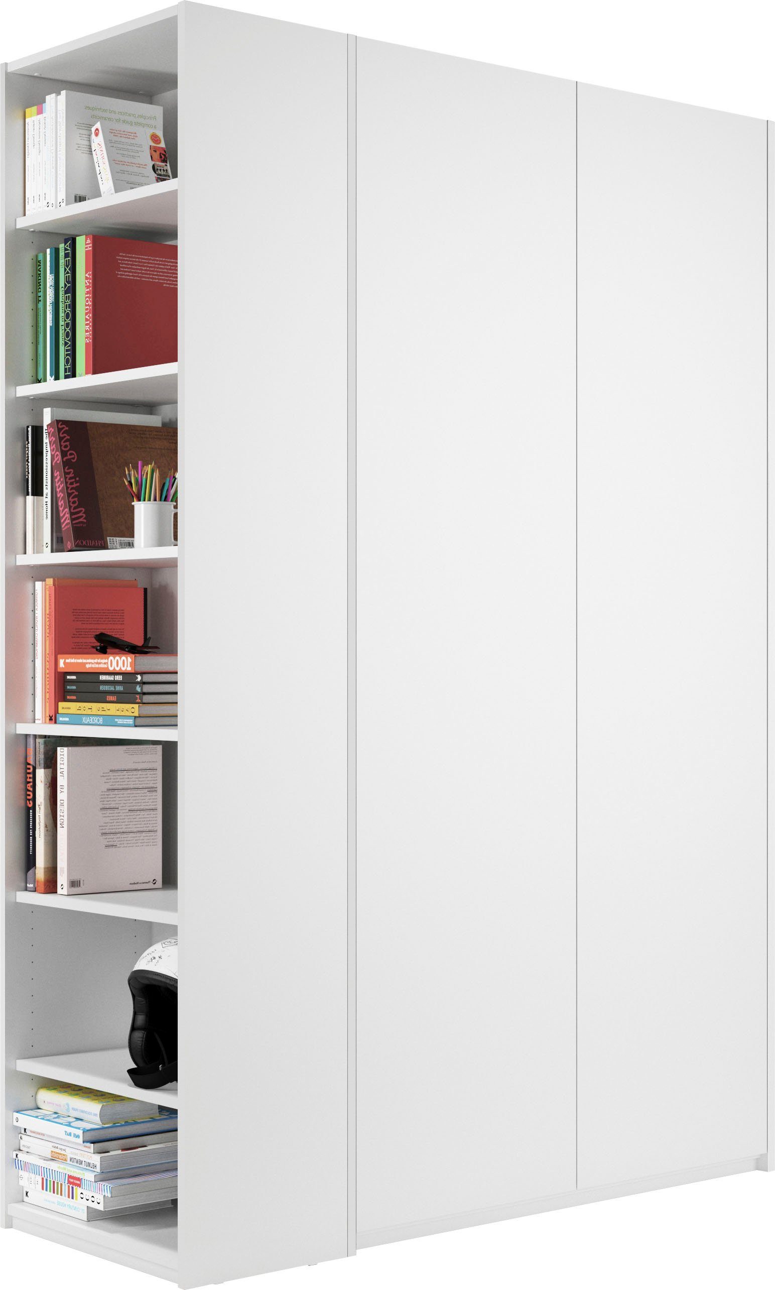 Müller SMALL Variante Modular Plus weiß weiß montierbarem Kleiderschrank rechts LIVING | oder links Seitenregal inklusive 1