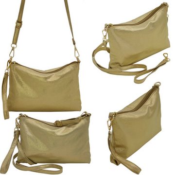 Miss Beach Umhängetasche für Frauen und Mädchen - Clutch Bag - Gold Glänzend, verschiedene Tragevarianten