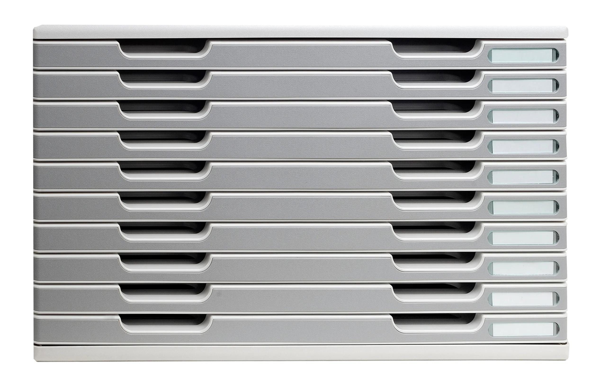 EXACOMPTA Schubladenbox Schubladenbox MODULO A3, 10 geschlossene Laden - Steingrau - 324041D, Boxen modulierbar