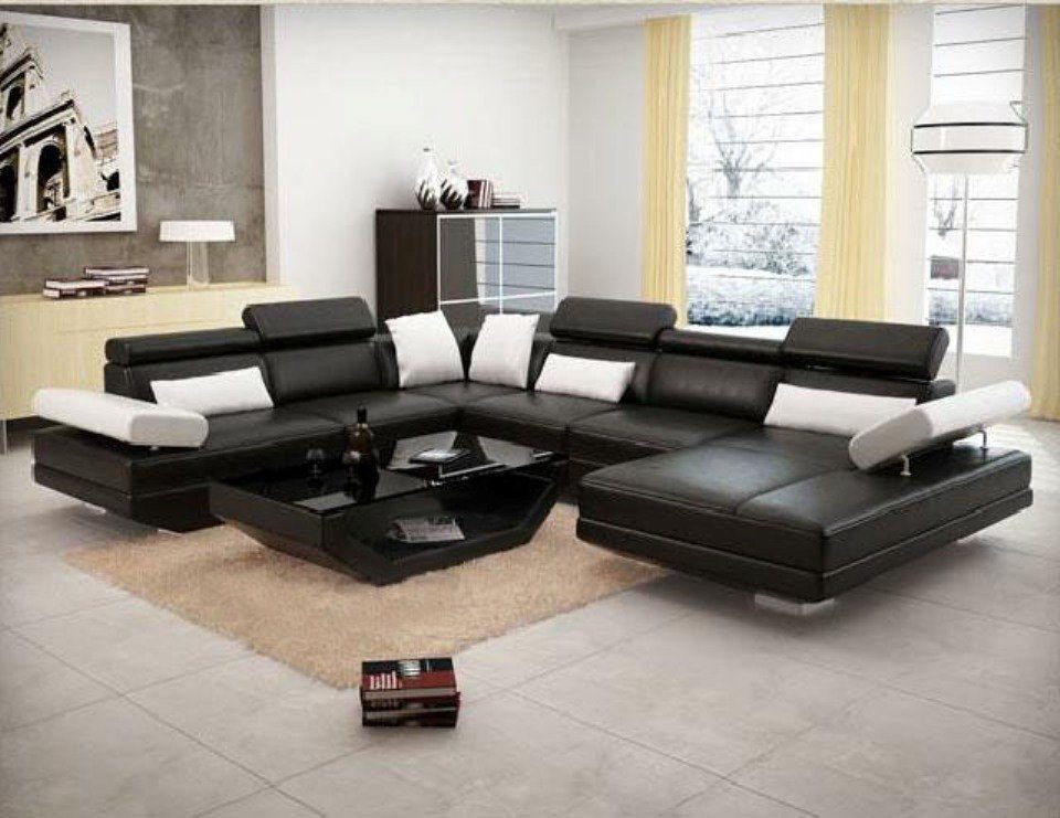 Ecke Eck Couch Sofa Landschaft JVmoebel Wohnlandschaft Ecksofa, Polster AlfredA Leder