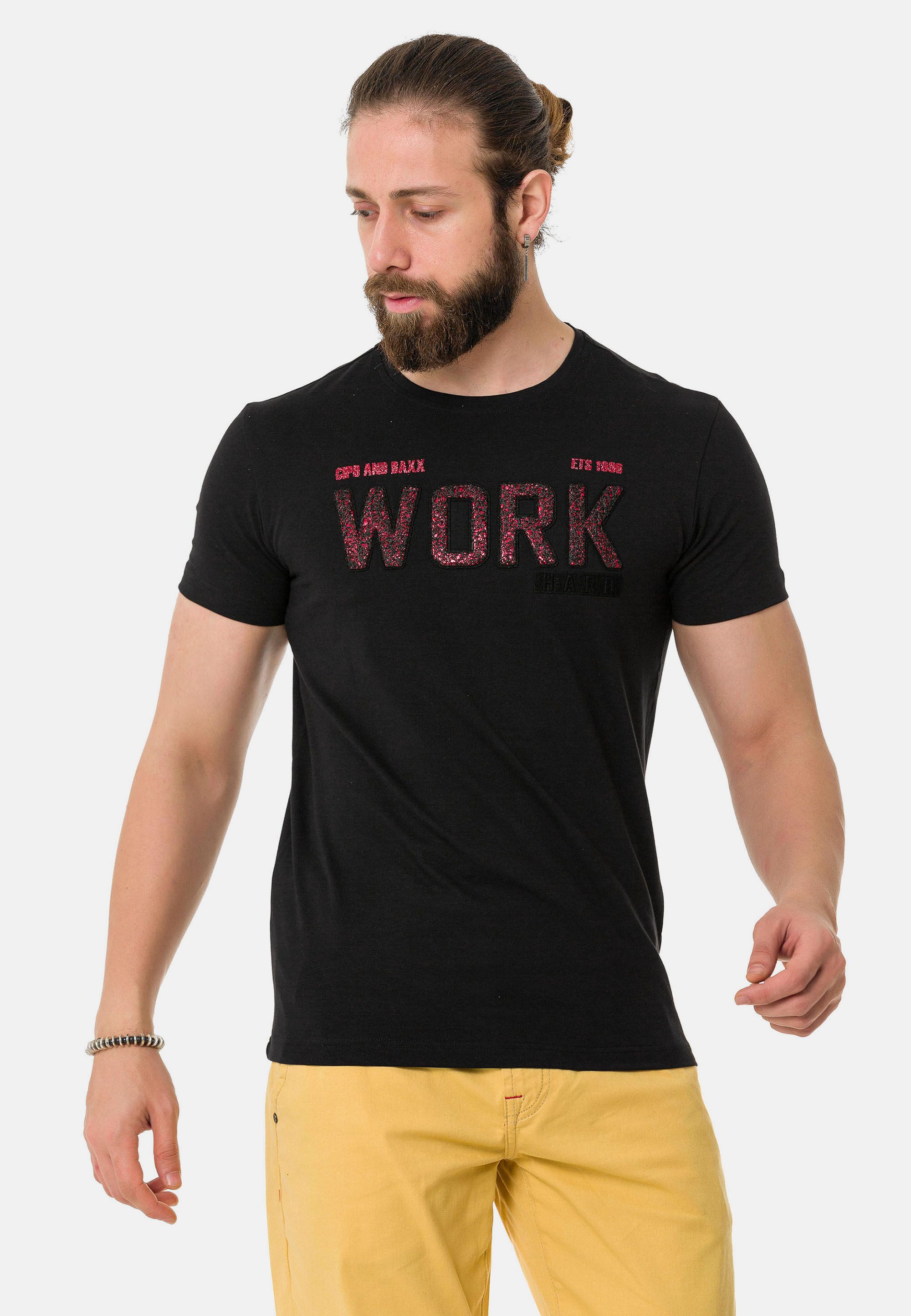 Cipo & Baxx T-Shirt T-Shirt mit Rundhals-Ausschnitt