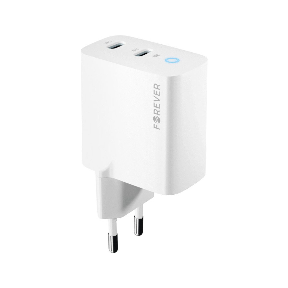 Forever TC-06-65CC USB-Ladegerät (3250 mA, 65 W GaN-Schnellladegerät mit zwei USB-C Anschlüssen)