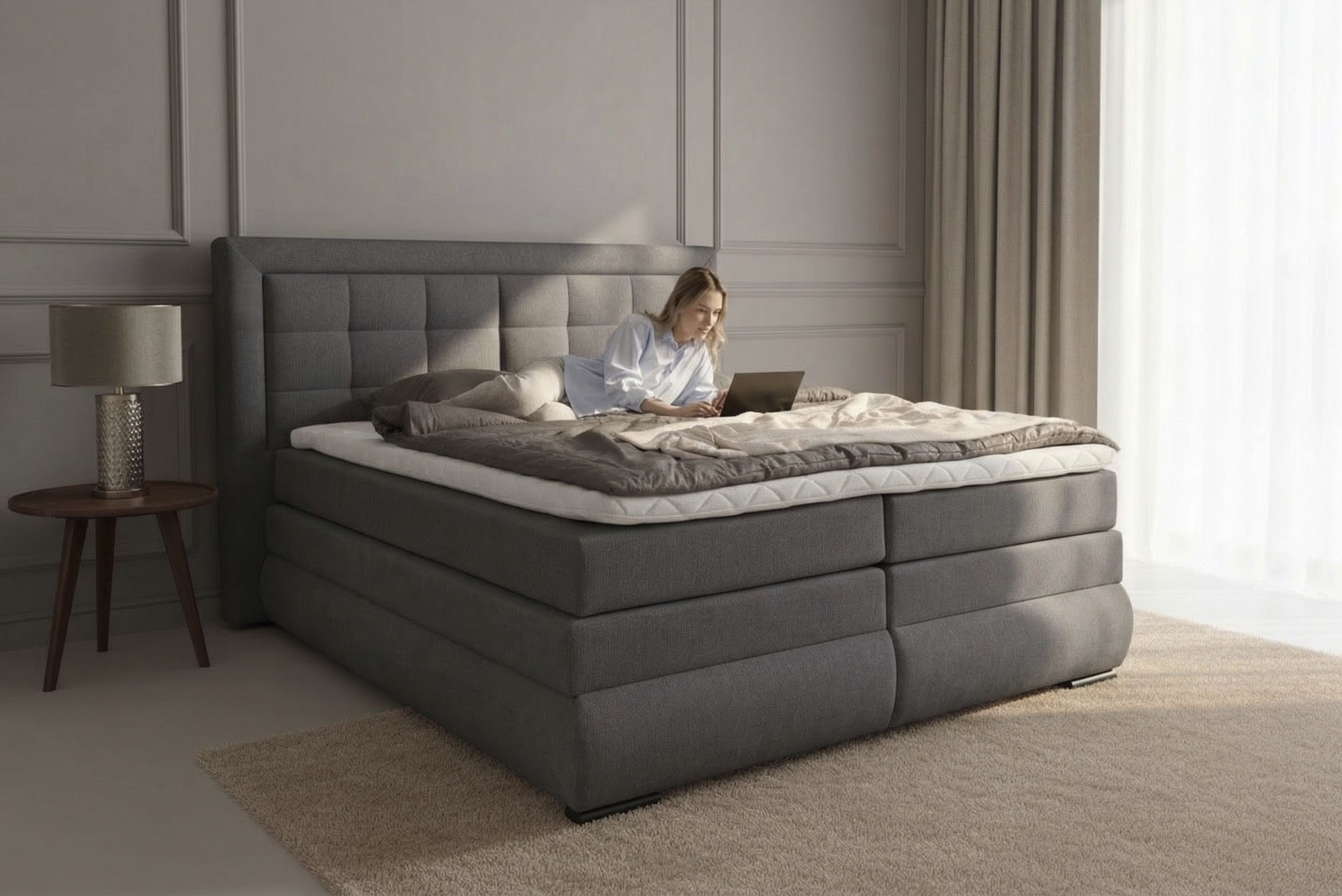 OTTO home Boxspringbett MIVVA inkl. Bettkasten und Topper, Komfortliegehöhe: 67 cm, in H3, H4 oder Hmix H3/H4, wahlweise mit oder ohne LED-Leuchten
