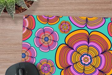 MuchoWow Gaming Mauspad Design - Flower Power - Farben (1-St), Mousepad mit Rutschfester Unterseite, Gaming, 40x40 cm, XXL, Großes