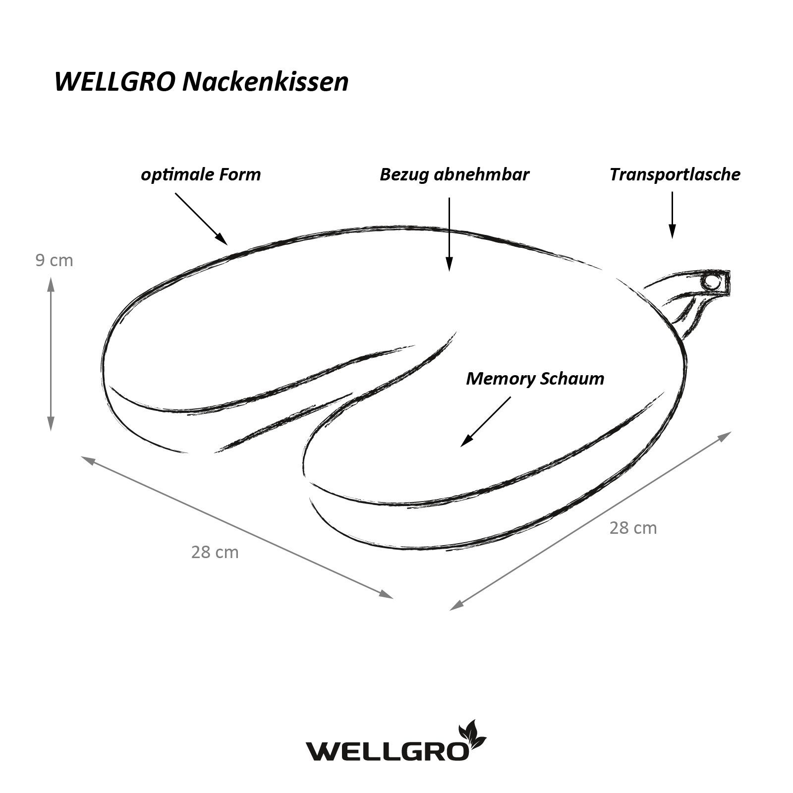 Wellgro Nackenkissen Nackenkissen mit abnehmbarem Bezug – Bild 5 von 5