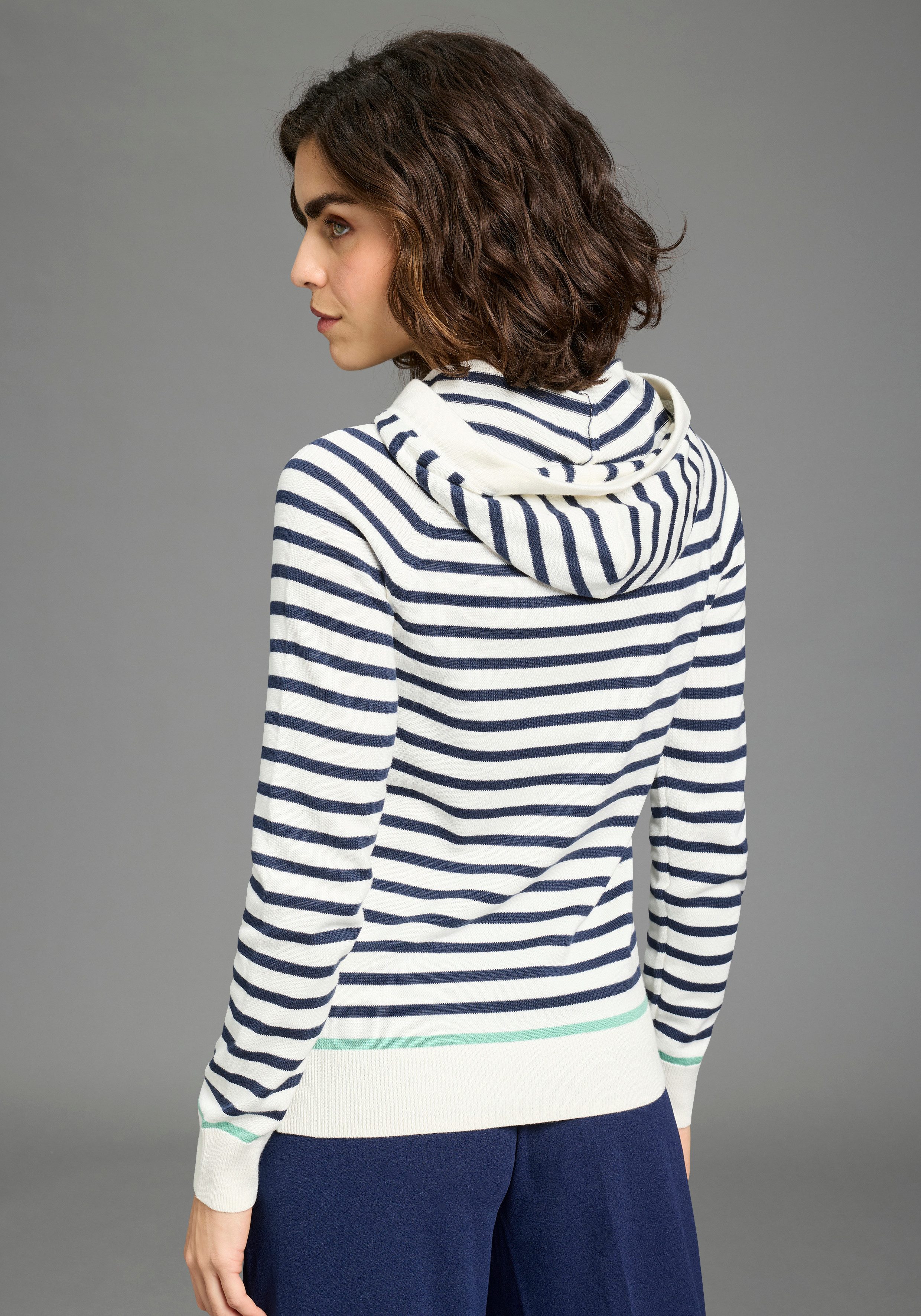 Laura Scott Kapuzenpullover leichter Übergangspullover mit modernen Streife günstig online kaufen