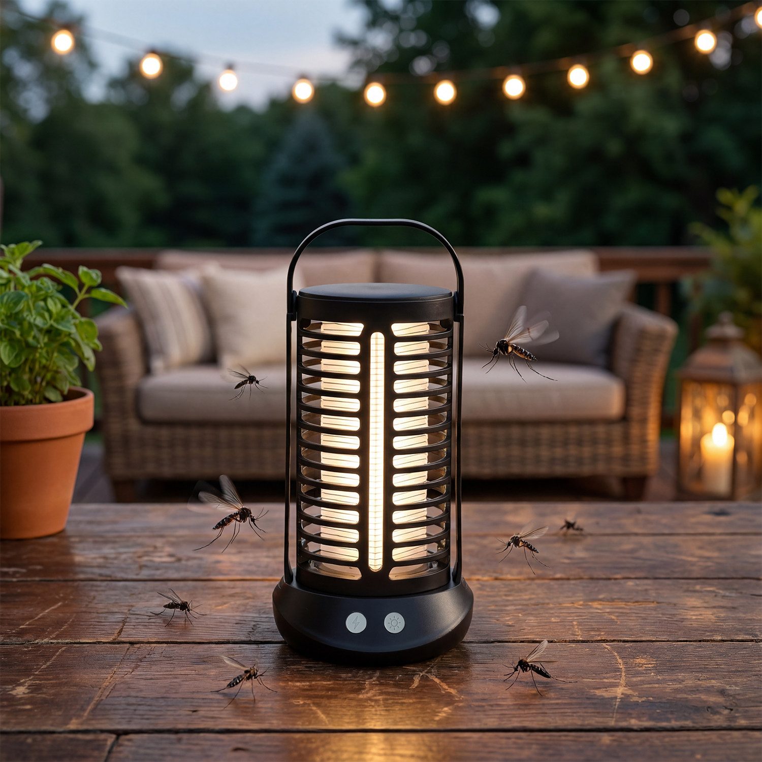 oyajia Ultraschall-Tierabwehr Insektenvernichter Mückenlampe UV-Lampe Insektenfalle mit 4000mAh-Akku, Mückenlampe Elektrisch, 360° Schutz & Leicht zu Reinigen