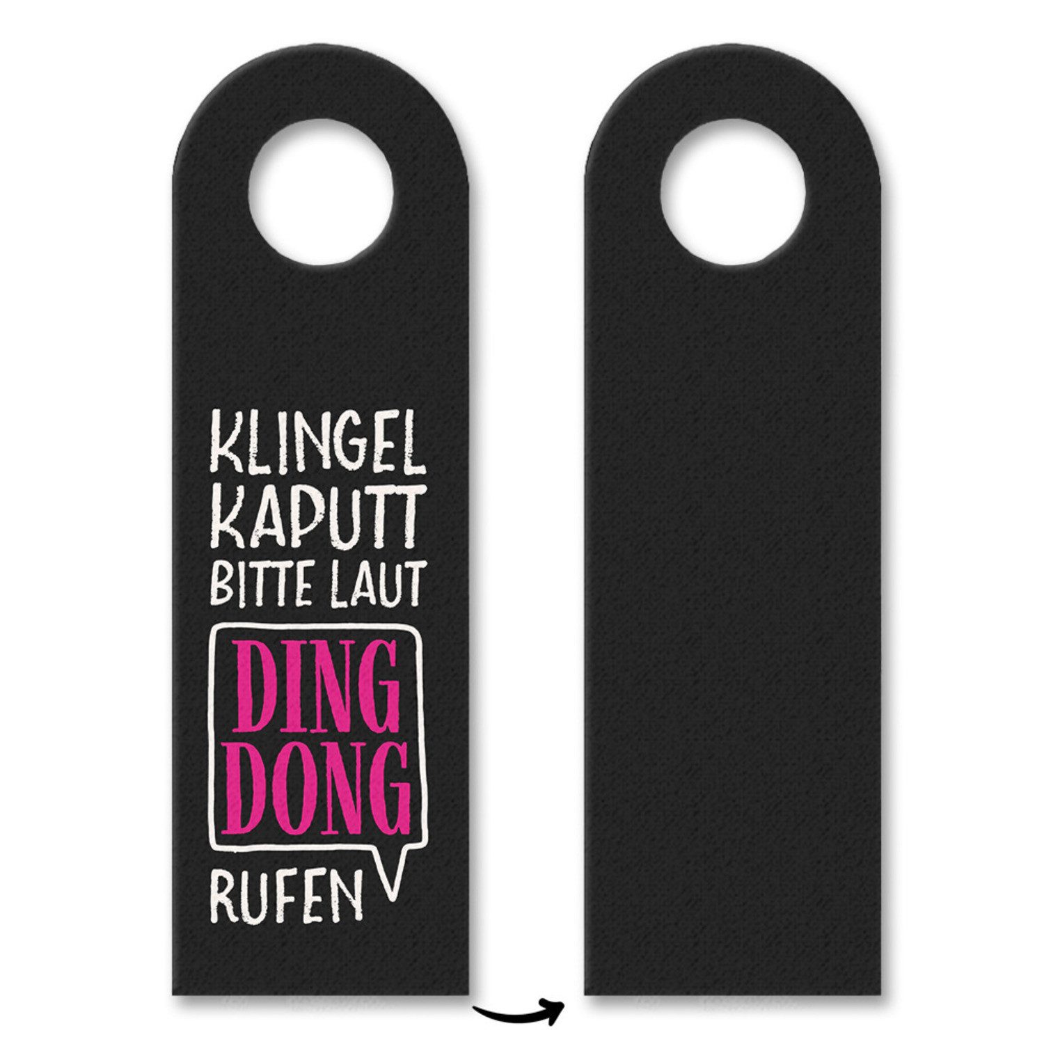 Dekohänger 3x Klingel kaputt bitte laut Ding Dong rufen Türhänger in pink