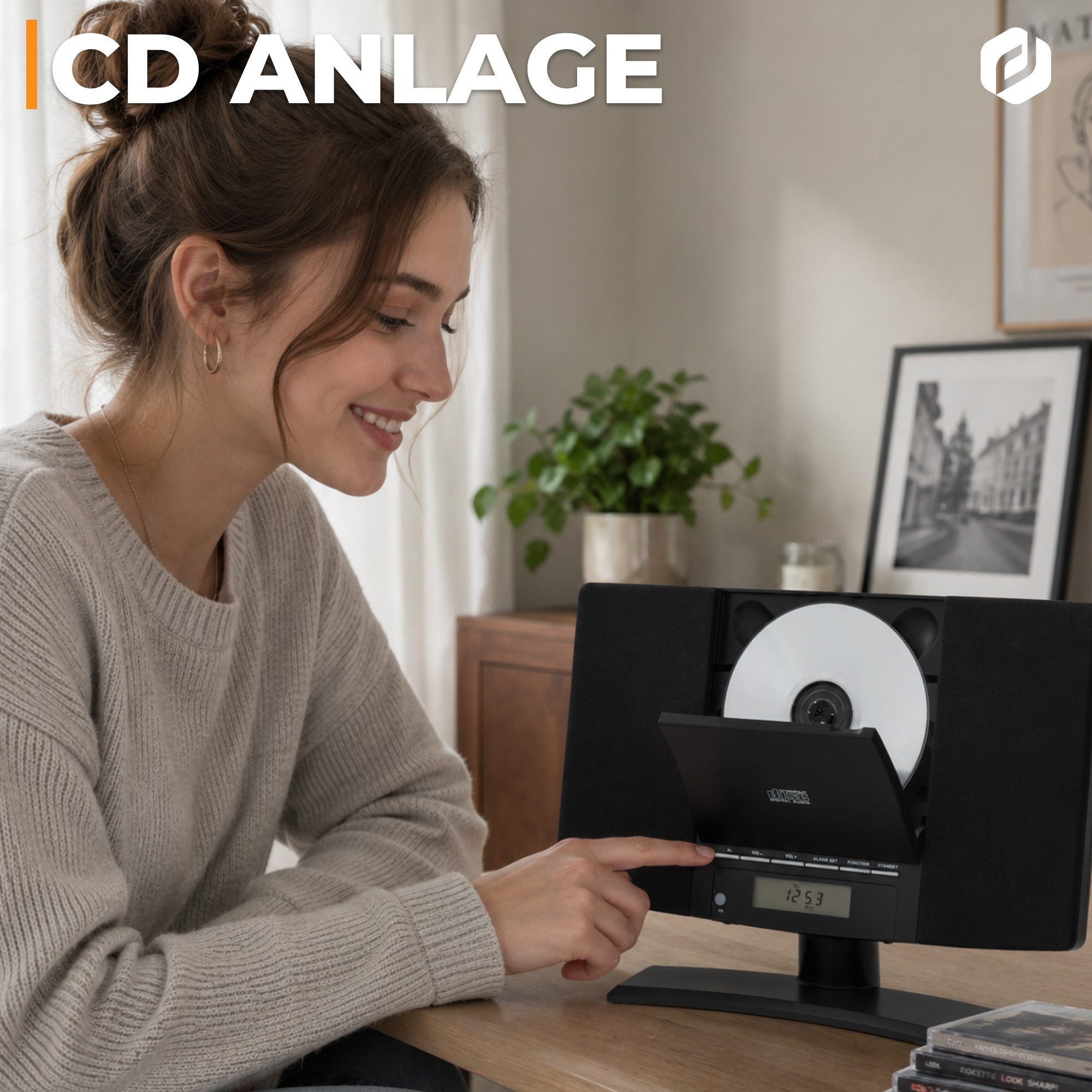 Denver MC-5220B Stereoanlage (FM- Radio, 2 W, Wandmontage möglich, Alarm Backup mit Batterien möglich)
