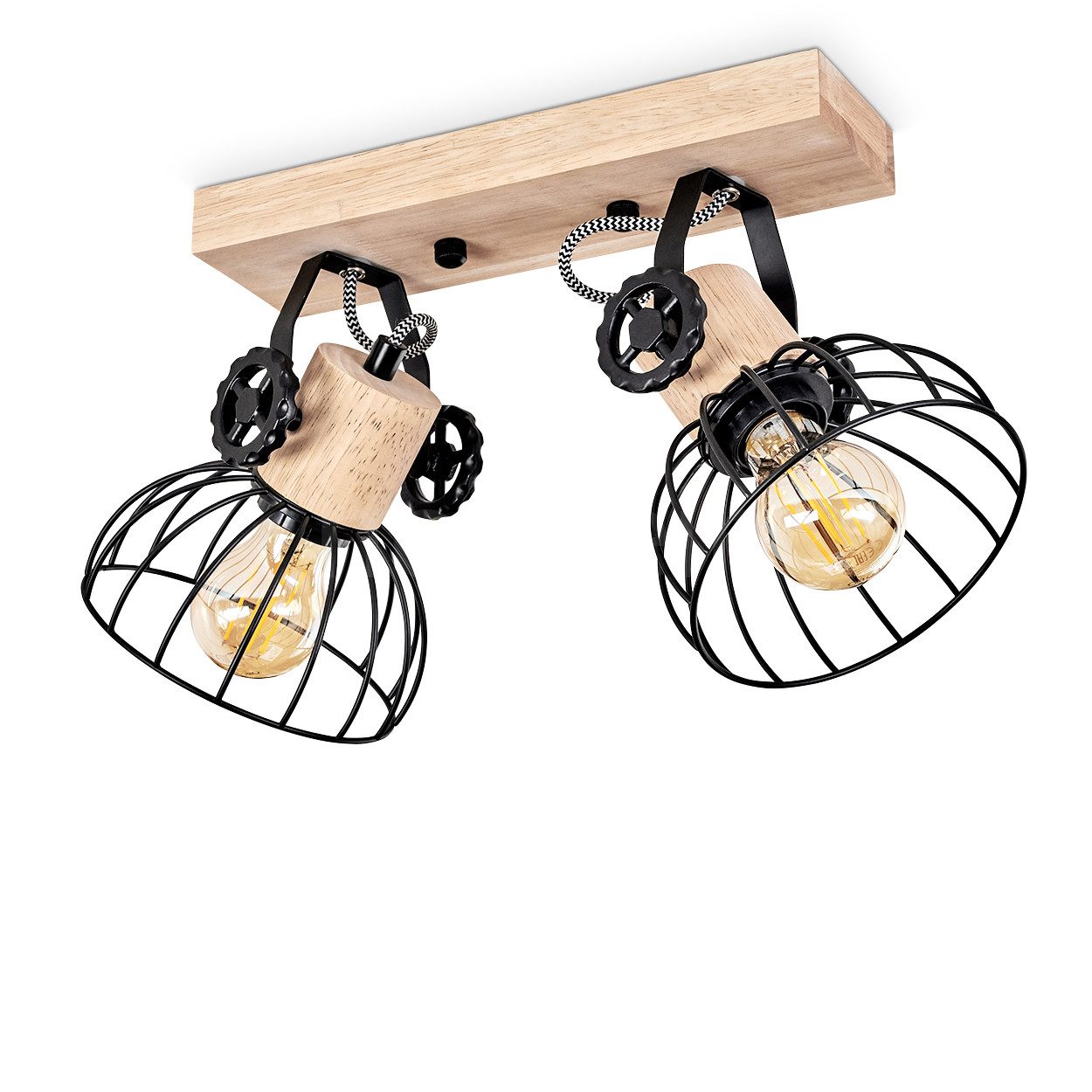 hofstein Deckenleuchte »Cotes« Deckenlampe, Holz/Metall, Natur/Schwarz günstig online kaufen