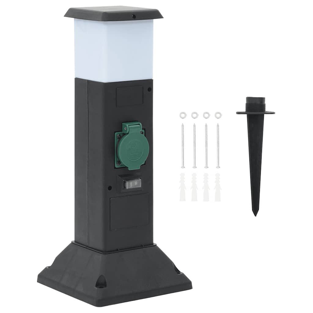 vidaXL Steckdose Außensteckdose mit Lampe und Erdspieß 2-fach 16x16x39,5cm