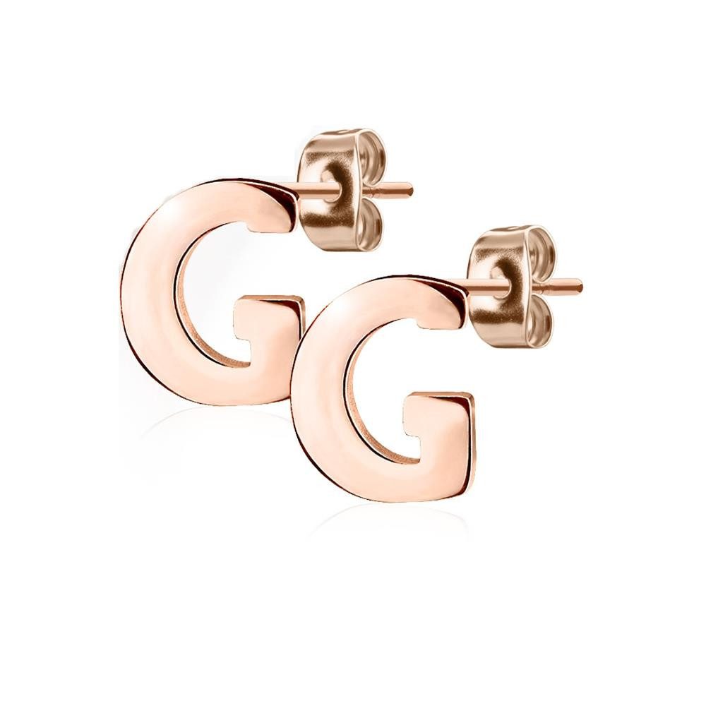 Ohrring-Set G Ohrstecker Buchstaben Rosegold aus Edelstahl Damen