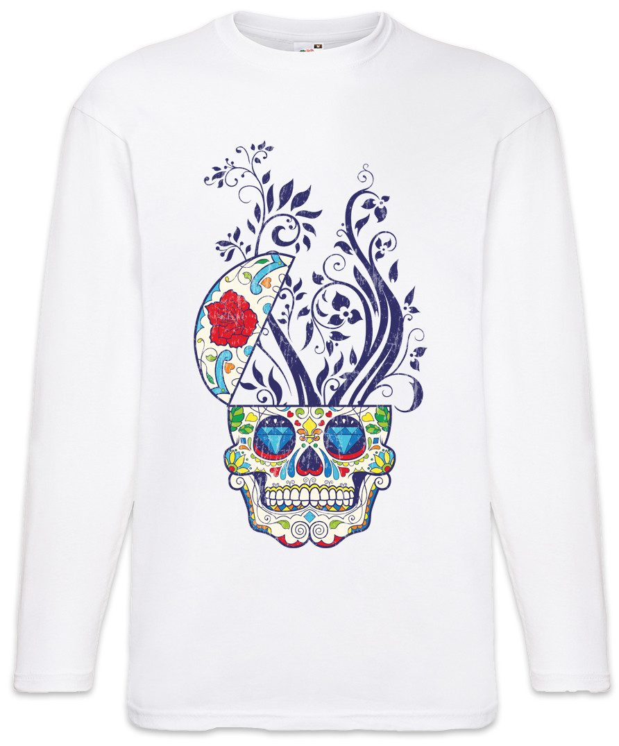 Langarmshirt Floral Sugar Skull Langarm T-Shirt Schädel Mexiko Gang Latino Mexico