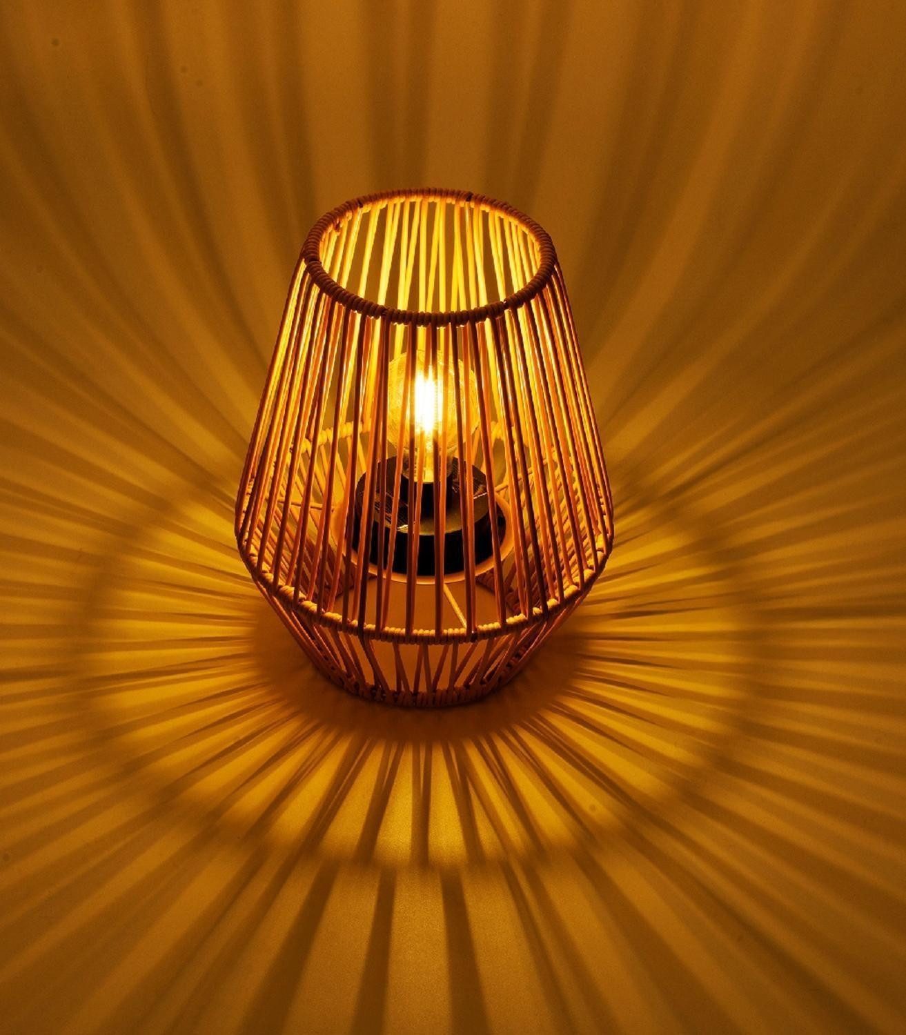 Kaemingk LED Tischleuchte JACKY, 1-flammig, H 25 cm, Gelb, Schwarz, LED fest integriert, Kunststoff, Solarbetrieben, mit Schalter, Ø 20 x H 25 cm