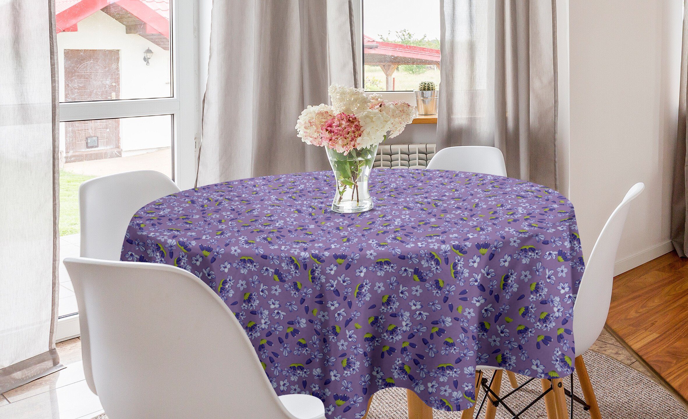 Tischdecke Blütenblätter Esszimmer Lavendel Küche Kreis Botanik Abdeckung Dekoration, Tischdecke Abakuhaus Kunst für