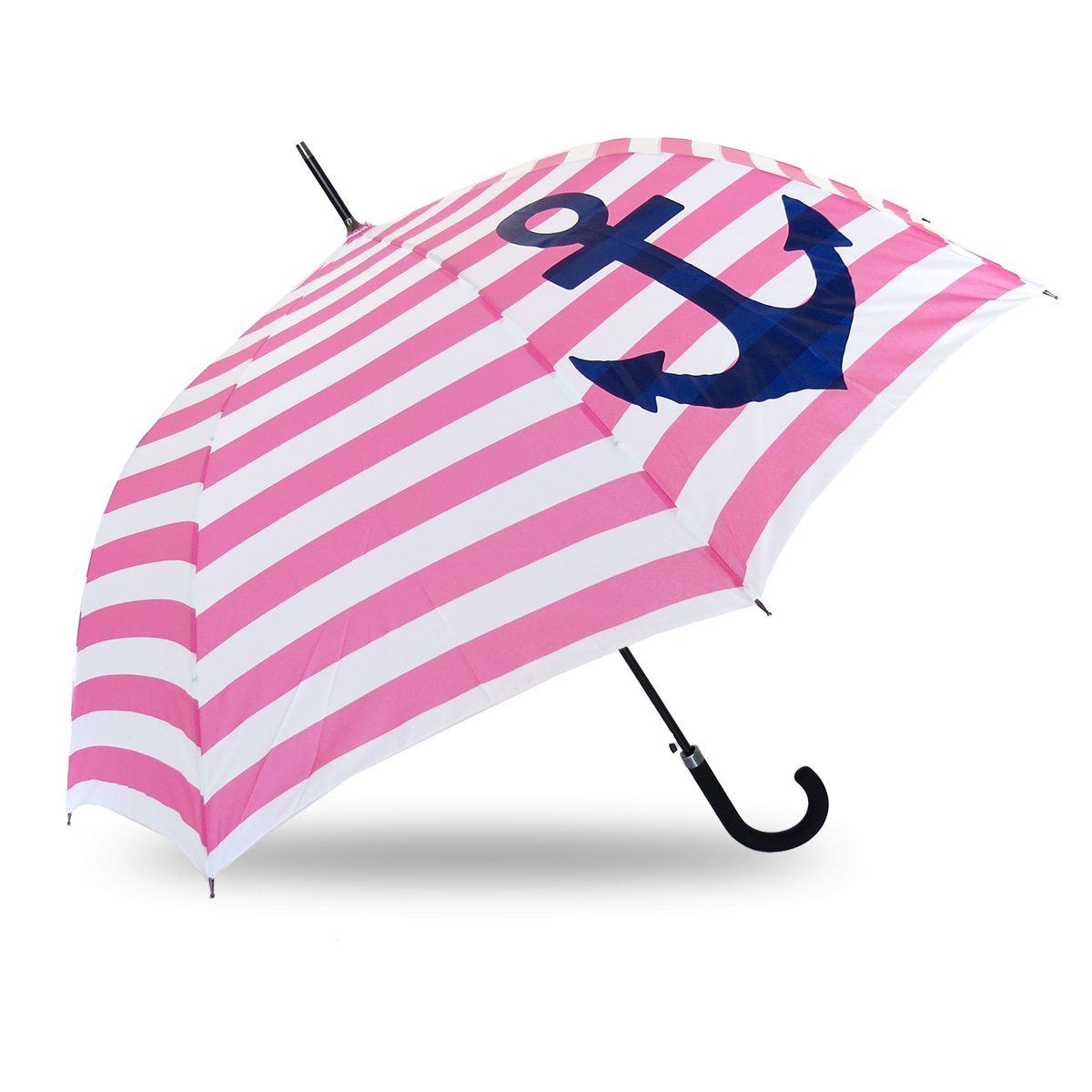Sonia Originelli Taschenregenschirm Stockschirm "Maritim" Anker Streifen Regenschirm Schutz rosa