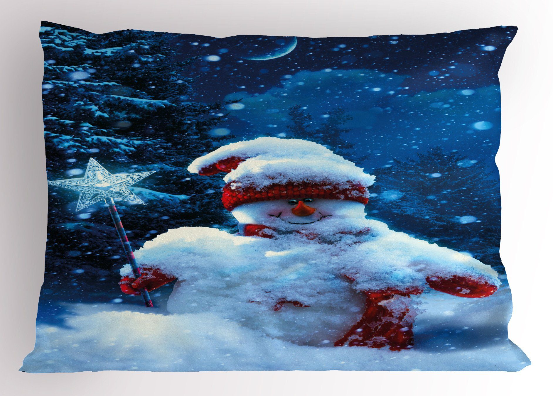 Kissenbezüge Dekorativer Standard King Stück), Weihnachten (1 Gedruckter Schneemann-Zauberstab Size Kissenbezug, Abakuhaus
