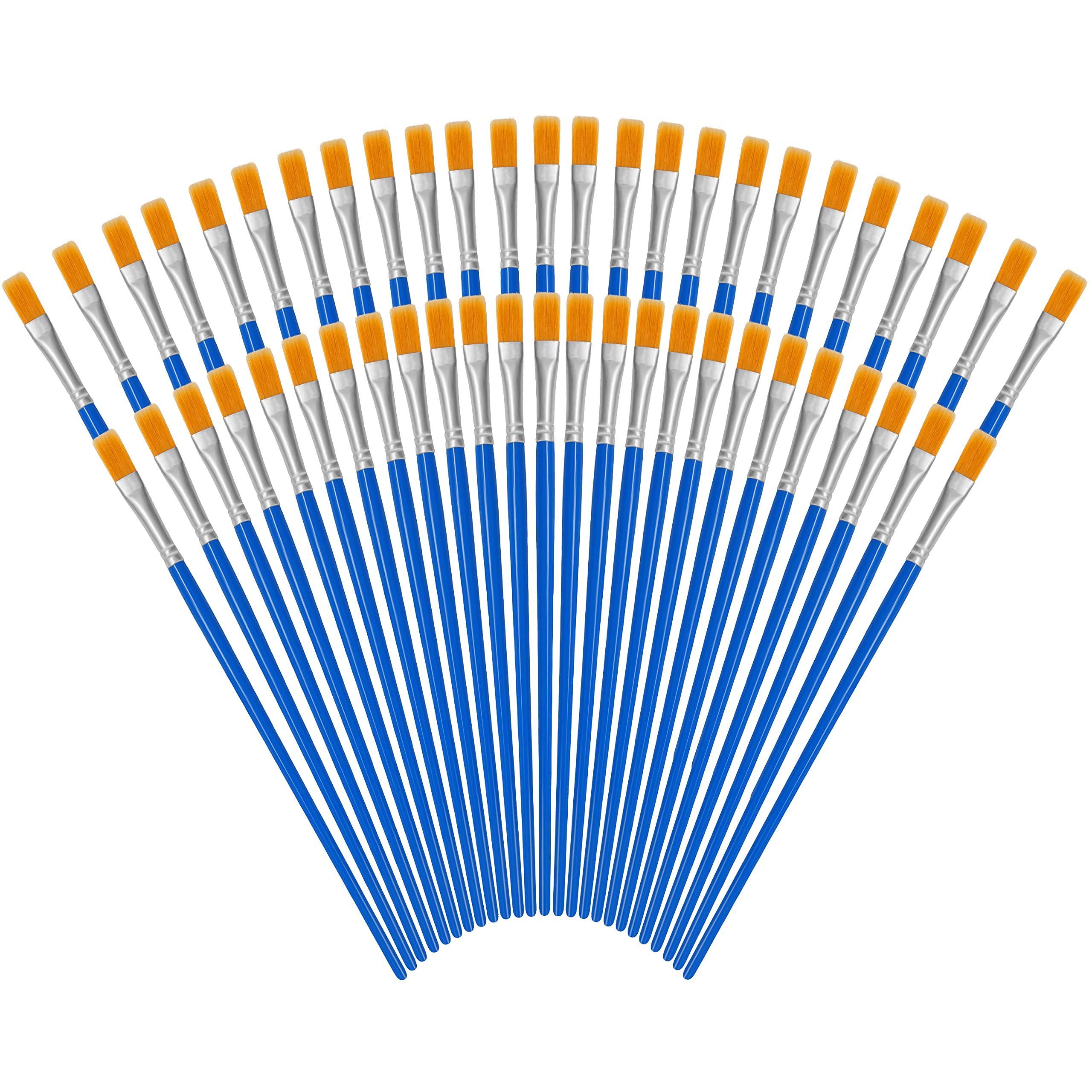 Kurtzy Pinsel Blaue Flachpinsel (50 Stück) für Aquarell, Öl und Acryl (60 bytes), Pro Pinselset: Blaue Flachpinsel (50er Pack) für Aquarell, Öl & Acryl