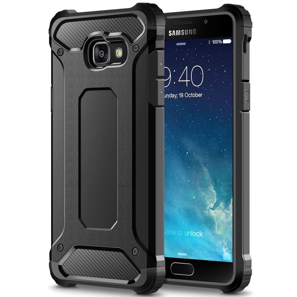 FITSU Handyhülle Outdoor Hülle für Samsung Galaxy A5 2017 Schwarz, Robuste  Handyhülle Outdoor Case stabile Schutzhülle mit Eckenschutz
