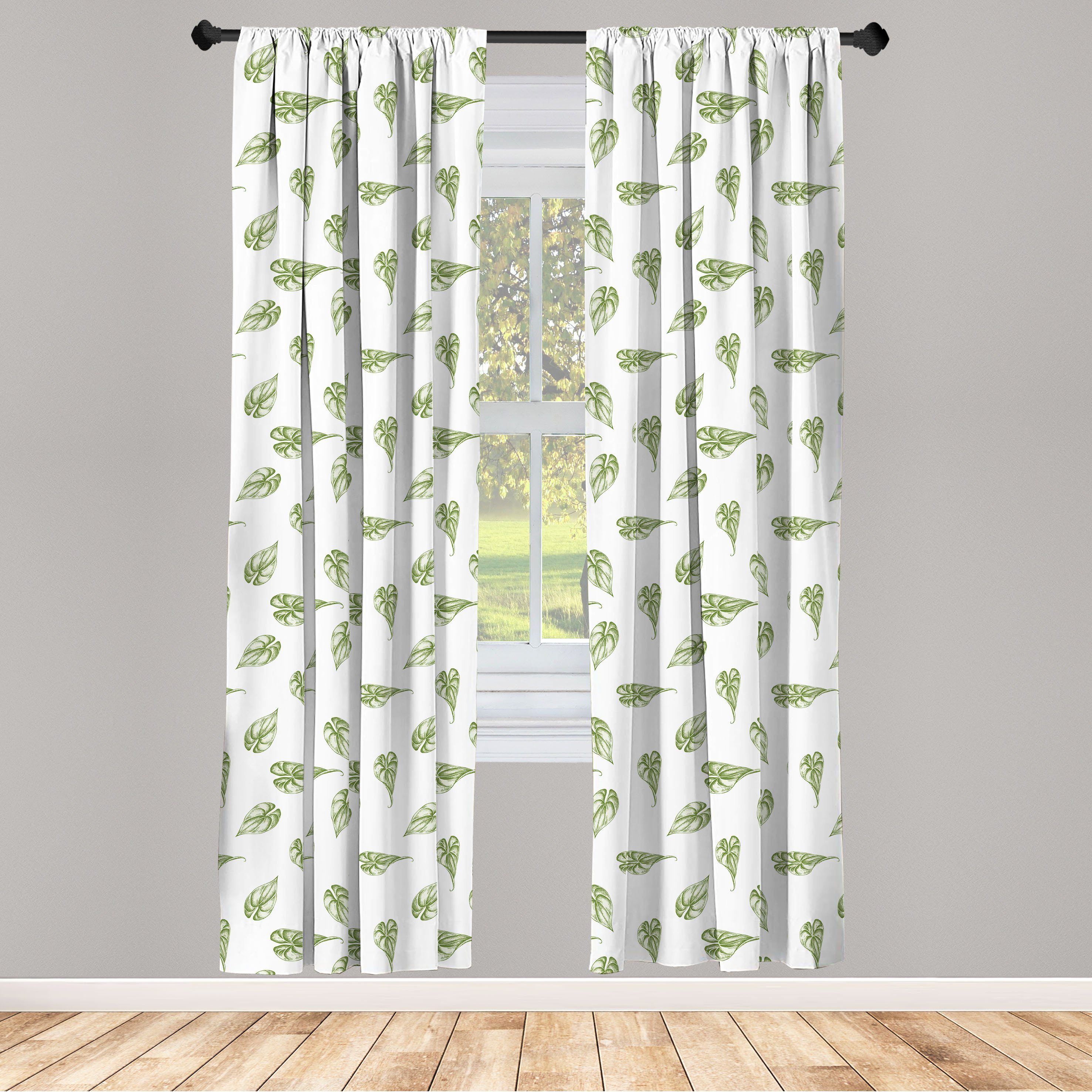 Gardine Vorhang für Wohnzimmer Schlafzimmer Dekor, Abakuhaus, Microfaser, Botanisch Philodendron Blätter Bild