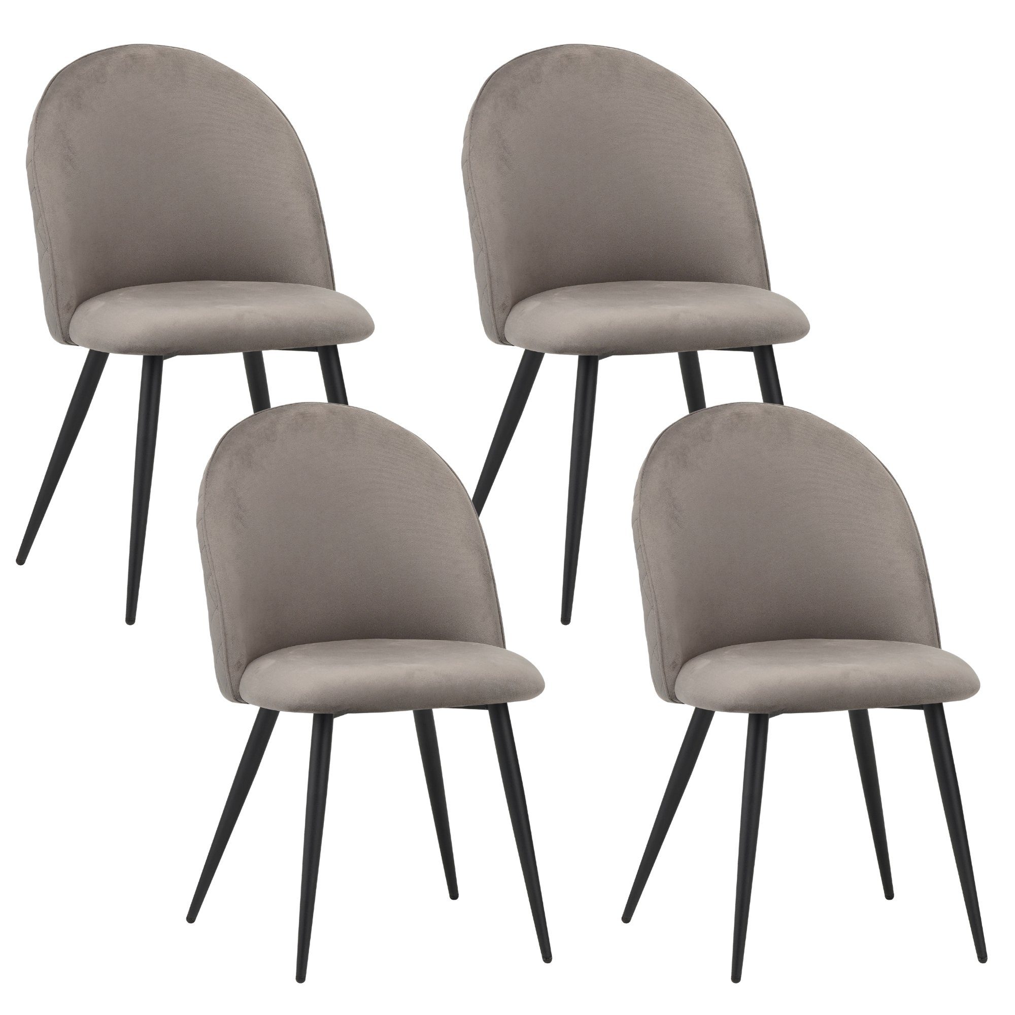 Esszimmerstuhl Esszimmerstuhl CAPO Samt 4er Set Grau Vintage Design modern