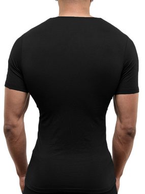 Fleyn Kurzarmshirt Tiefer V-Ausschnitt Herren T-Shirt Bambus Qualität Stretch Jersey Schwarz, FLY601