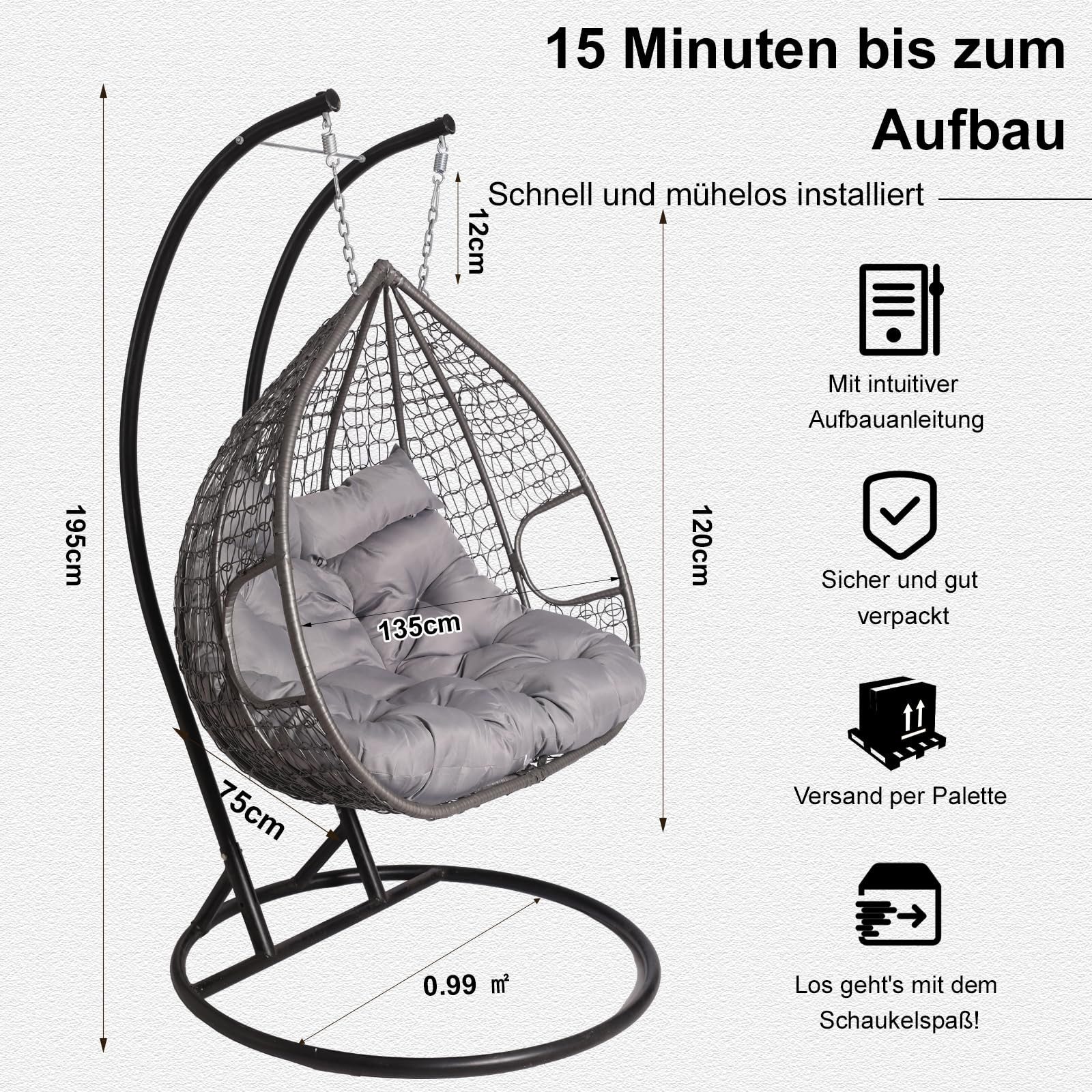 2mGoods Hängestuhl Hängesessel mit Gestell (ideal günstig online kaufen