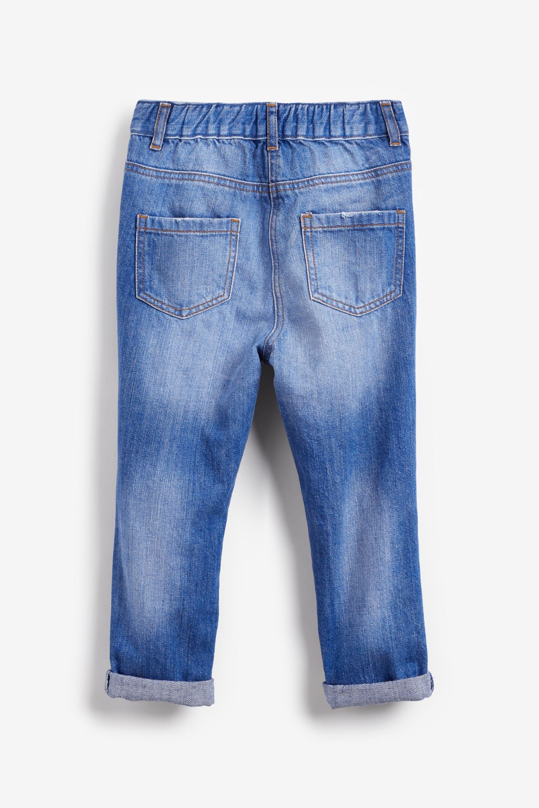 Mom-Jeans Mom-Jeans Bright Next Blue Distressed (1-tlg)