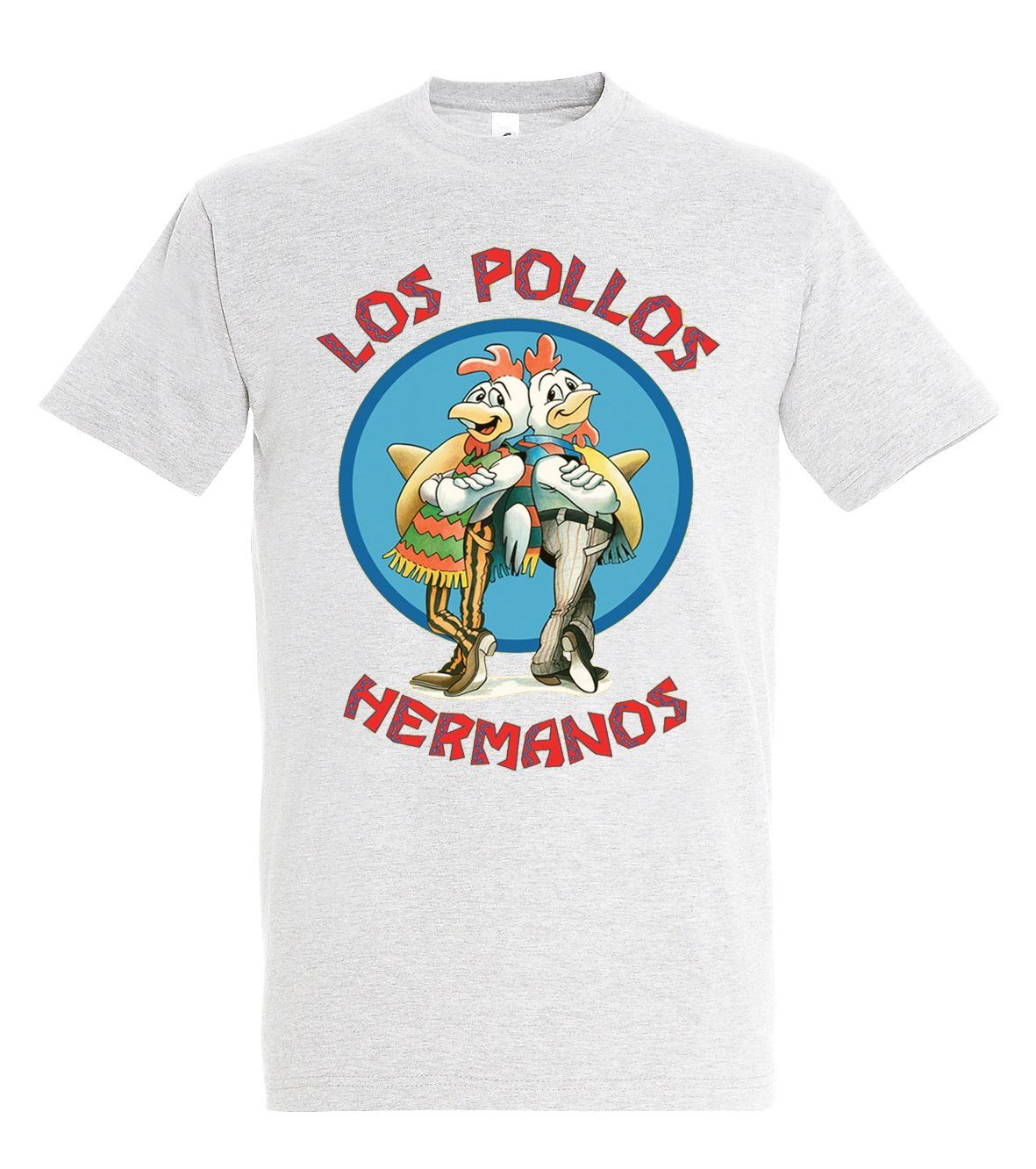 Los trendigem Youth Weiß Shirt Hermanos T-Shirt Herren Pollos Frontprint Designz mit
