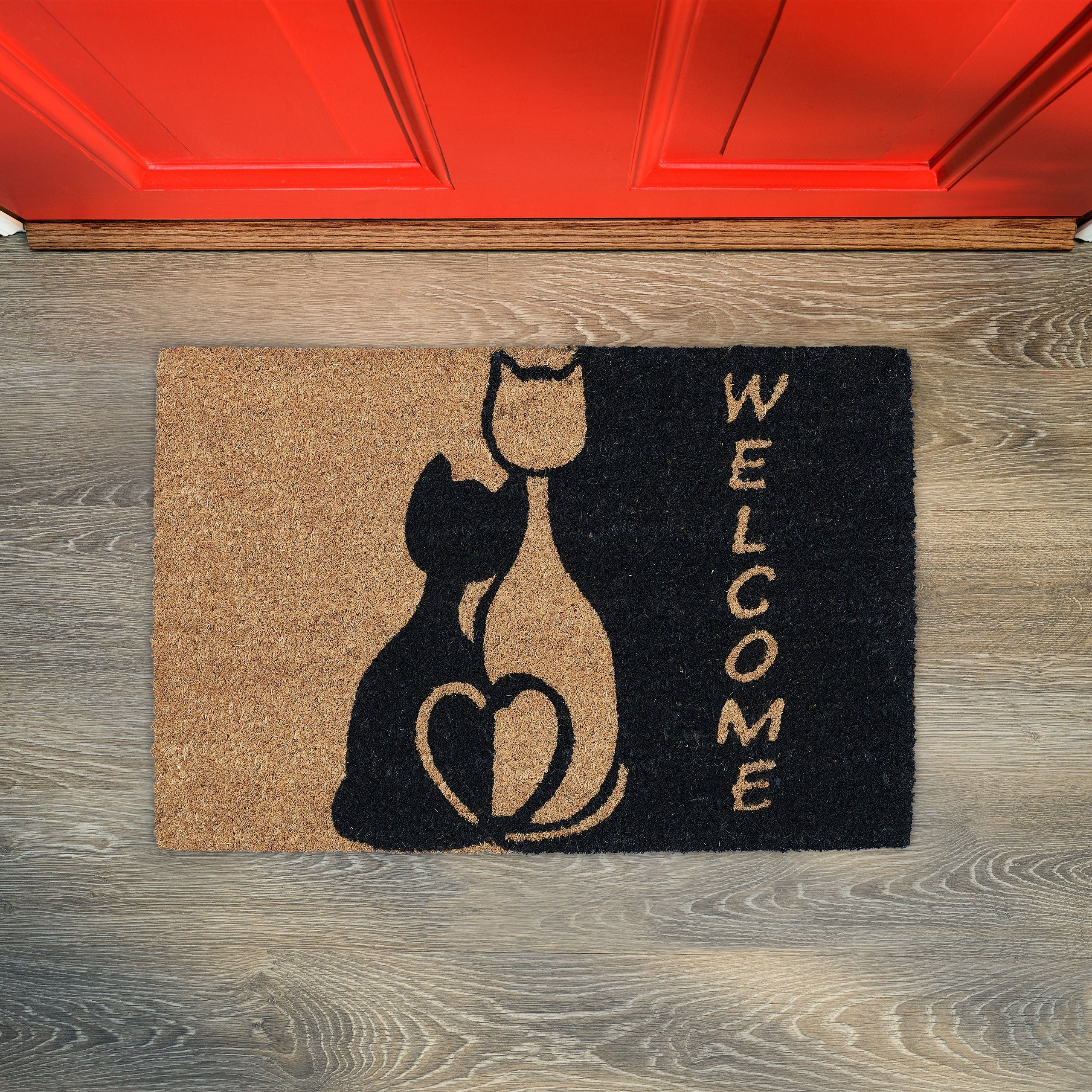 relaxdays Fußmatte Kokos mit Katze, Höhe: 15 mm günstig online kaufen