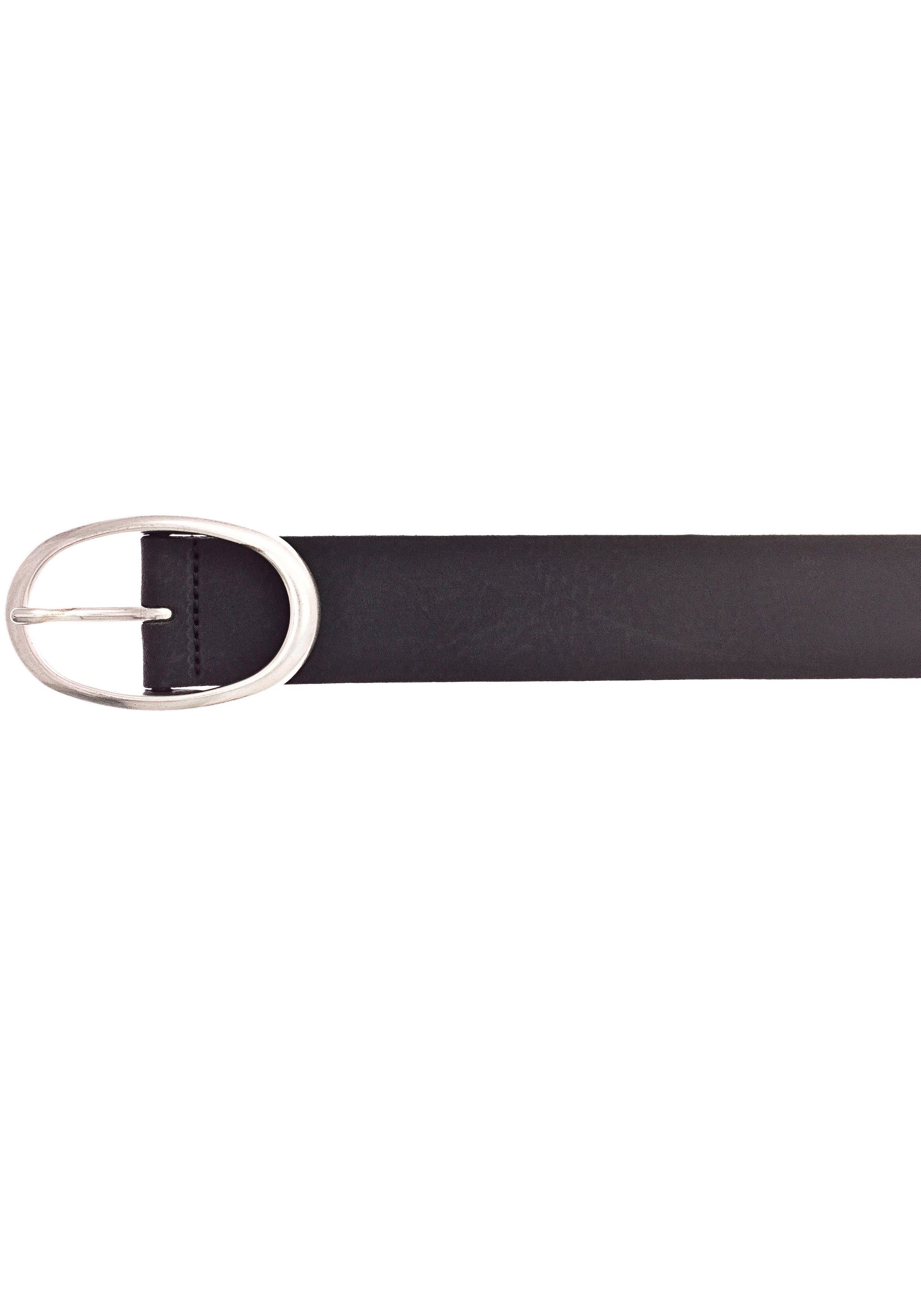 Vanzetti Ovale in Doppelschließe Silber schwarz mattem Ledergürtel