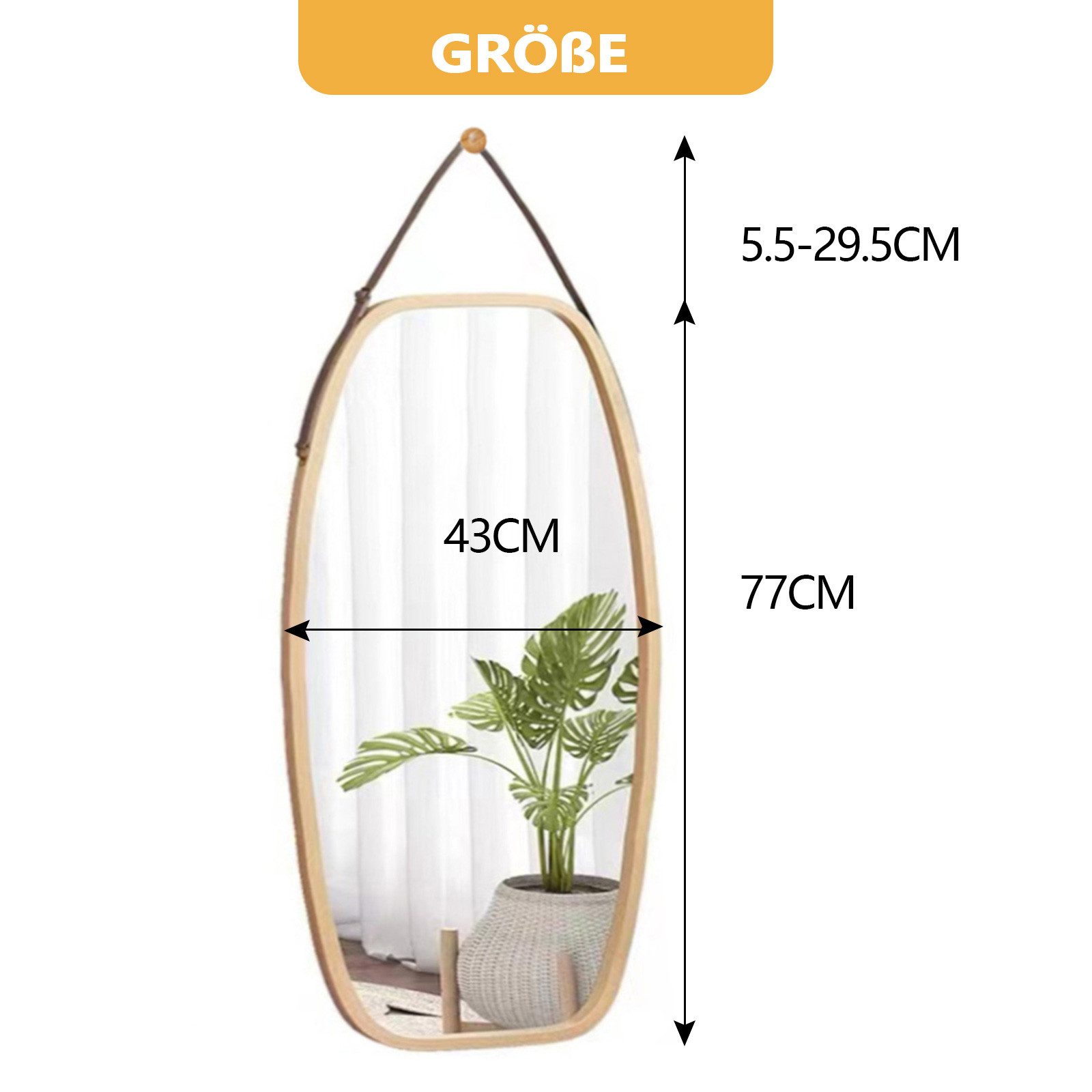 WAOHO Ganzkörperspiegel WAOHO Hängespiegel,Wandspiegel, ovaler Wandspiegel, günstig online kaufen