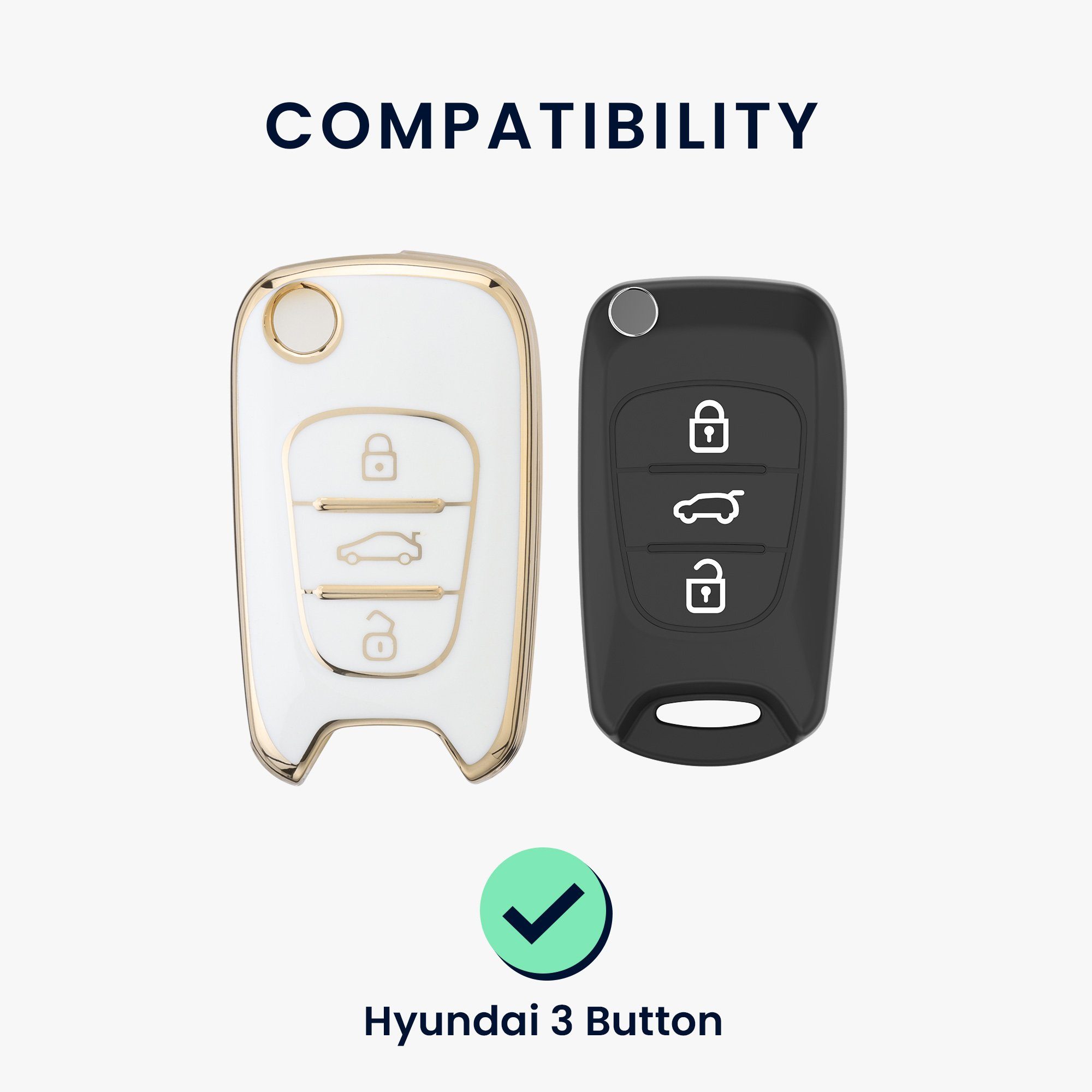 kwmobile Schlüsseltasche für Weiß Cover Hyundai, Silikon Hülle Schlüsselhülle Autoschlüssel