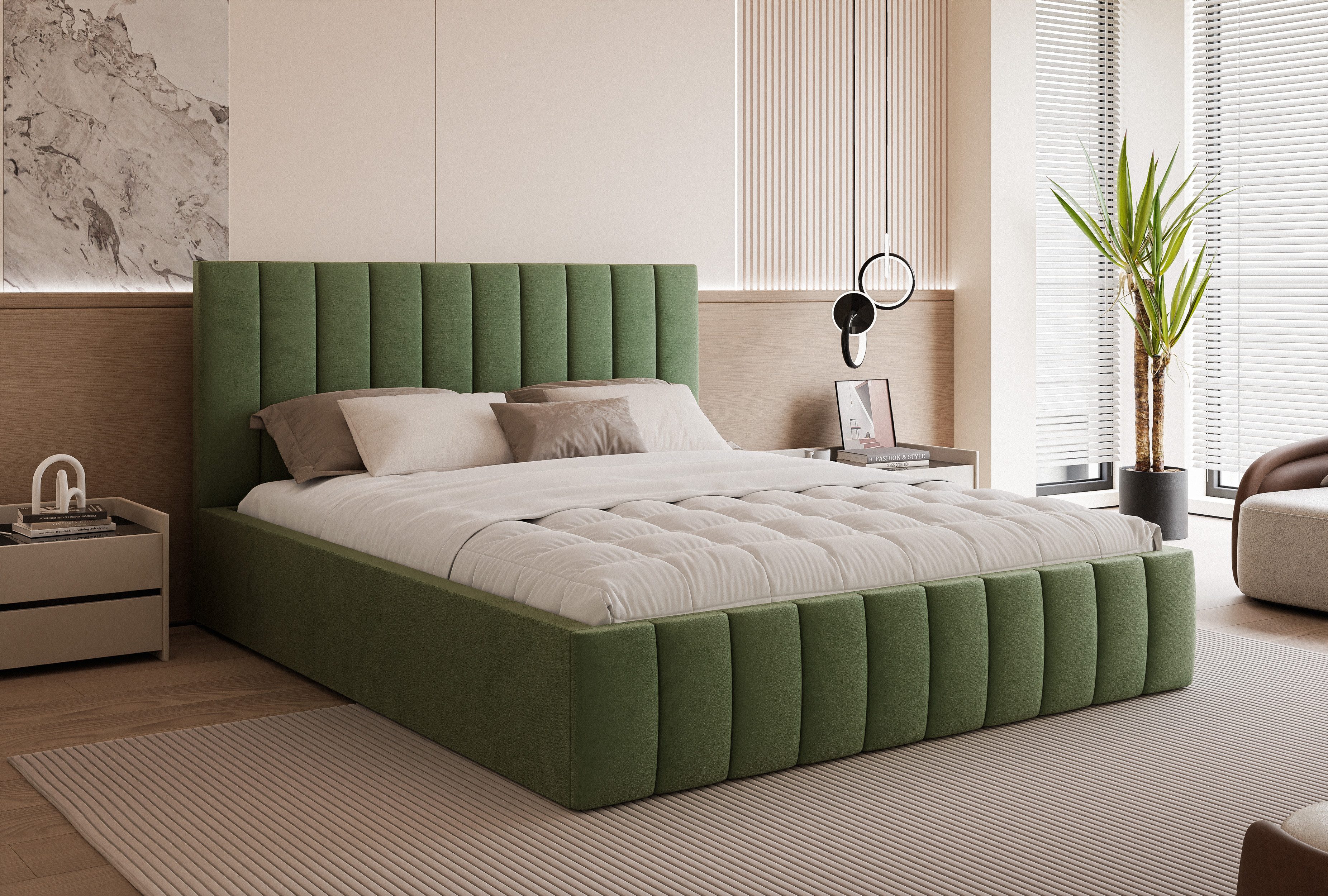 Goldstoff Polsterbett Elegantes Bett mit hohem günstig online kaufen