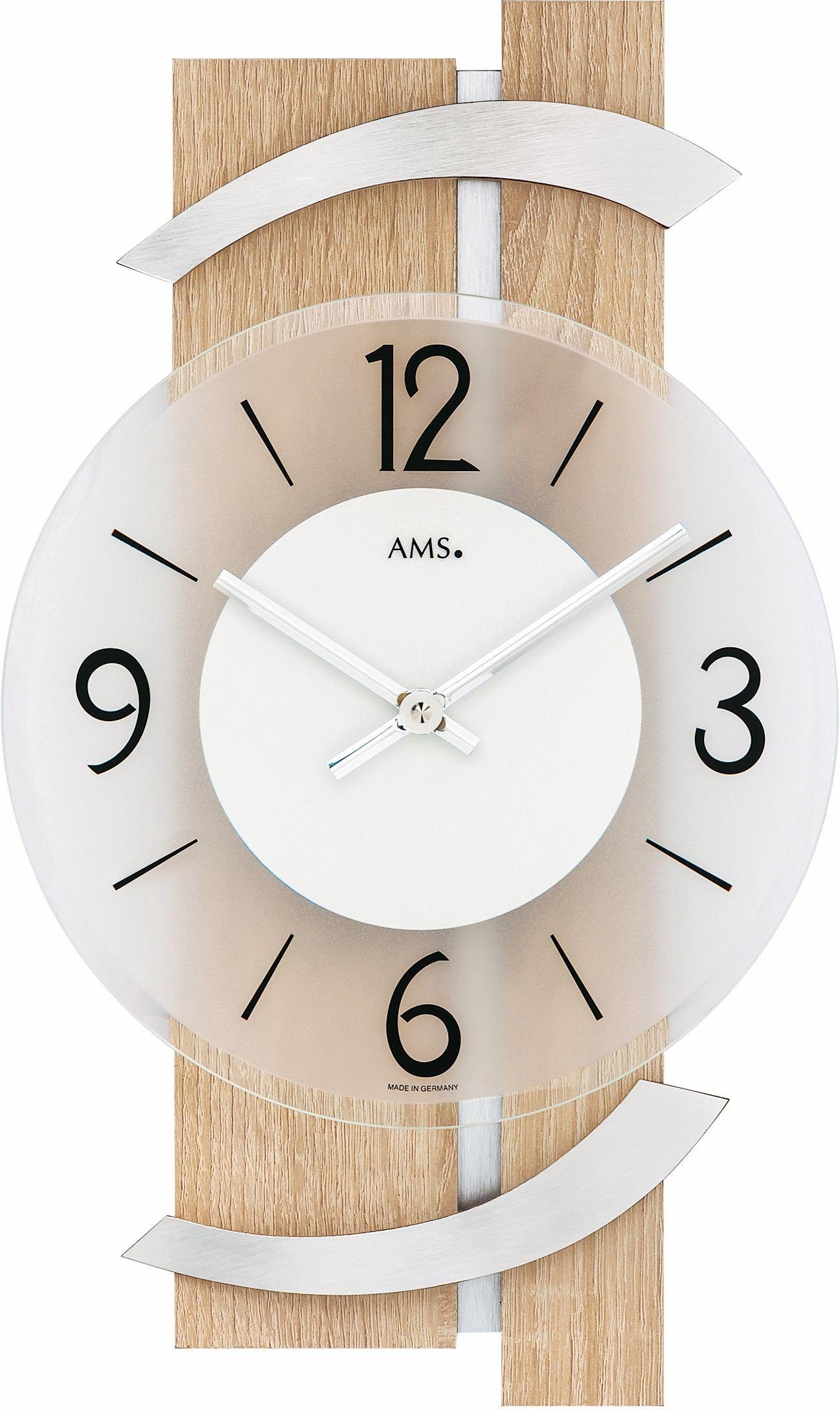 AMS Wanduhr W9546 (Quarzuhr,Holz,Wohnzimmer,Esszimmer,Küche,Made in Germany günstig online kaufen